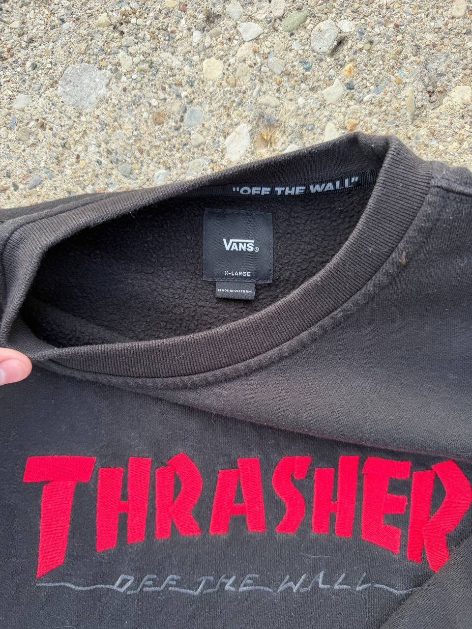 VANS x Thrasher Off The Wall Big Kids Pullover Crewneck Sweatshirt Black XL