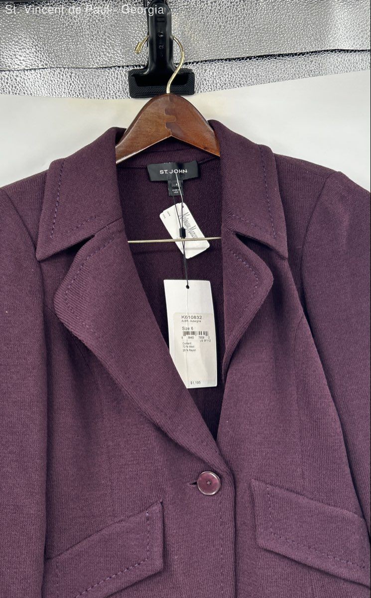 St. John Wool Blend Blazer jacket Women’s 6 Purple Business NWT