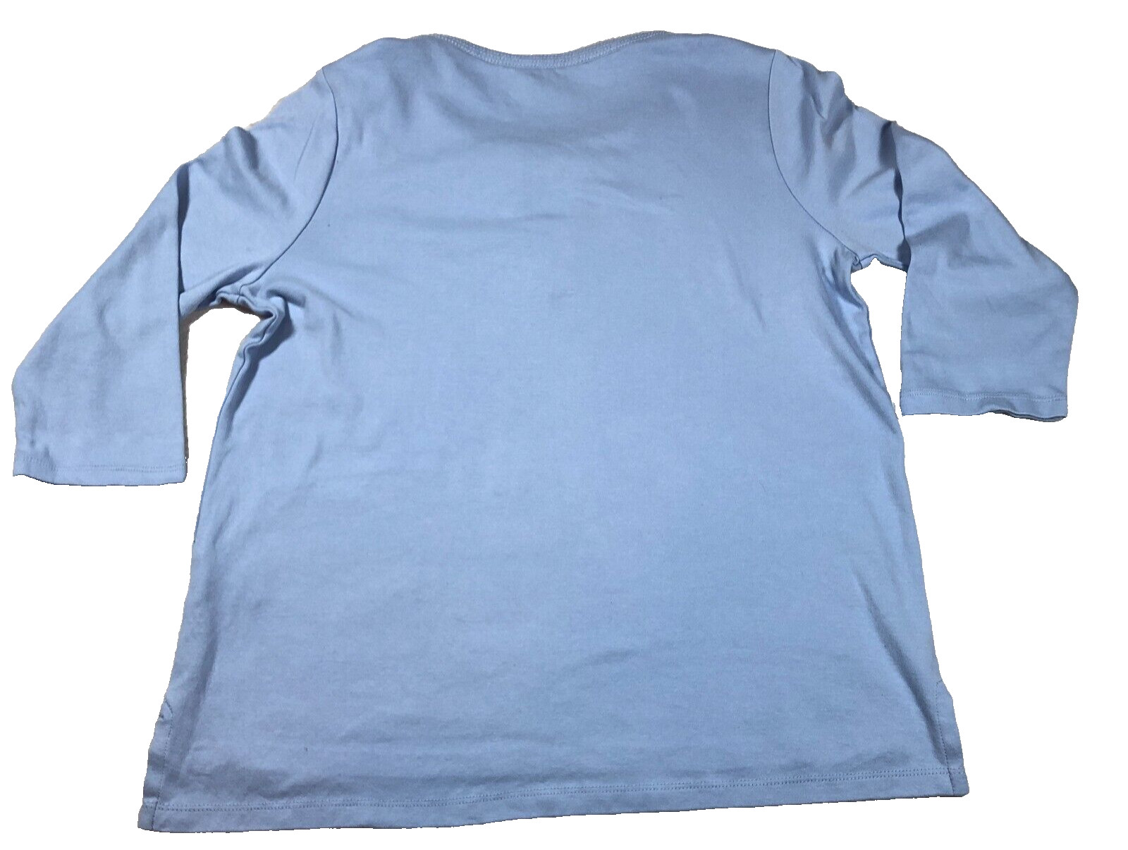 Orvis Classic Collection Womens Top Sz S Blue Pima Cotton V-Neck 3/4 Sleeves