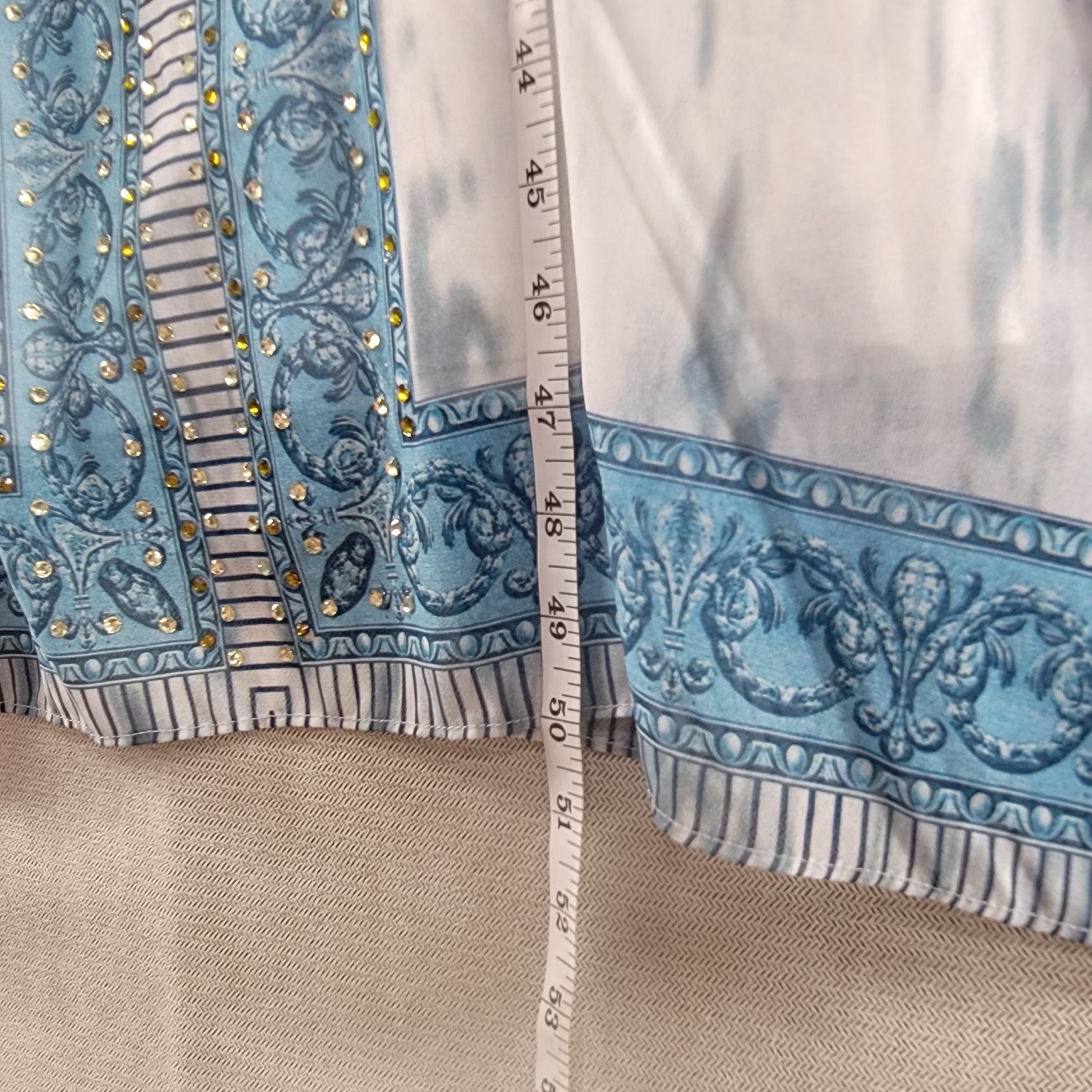 Soft Surroundings Womens Dress Beaded Chiffon Maxi Kaftan One Size Blue Boho