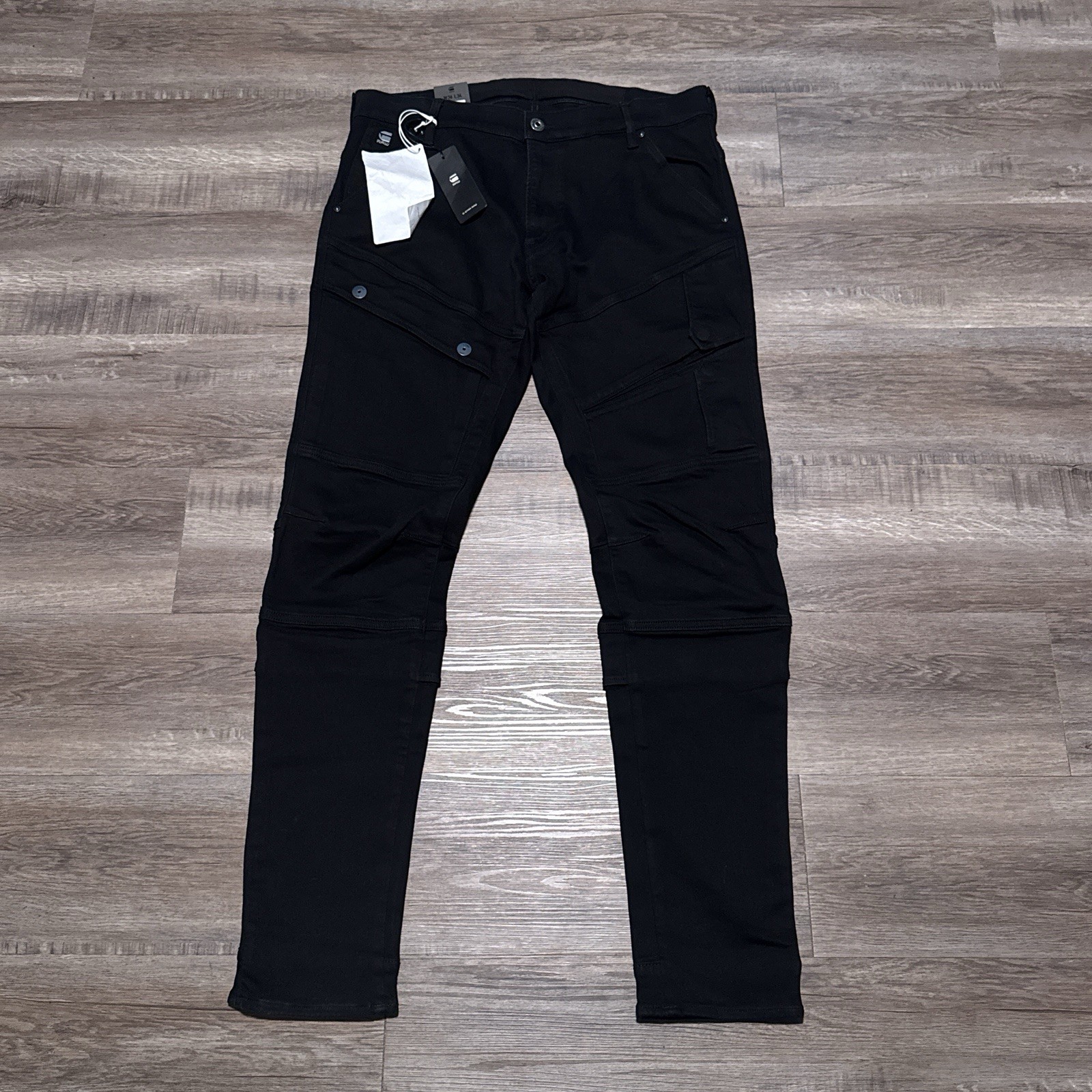 G-Star Raw Airblaze 3D Skinny Black Multi Pocket Moto Cargo Jeans Mens 36×34 NEW