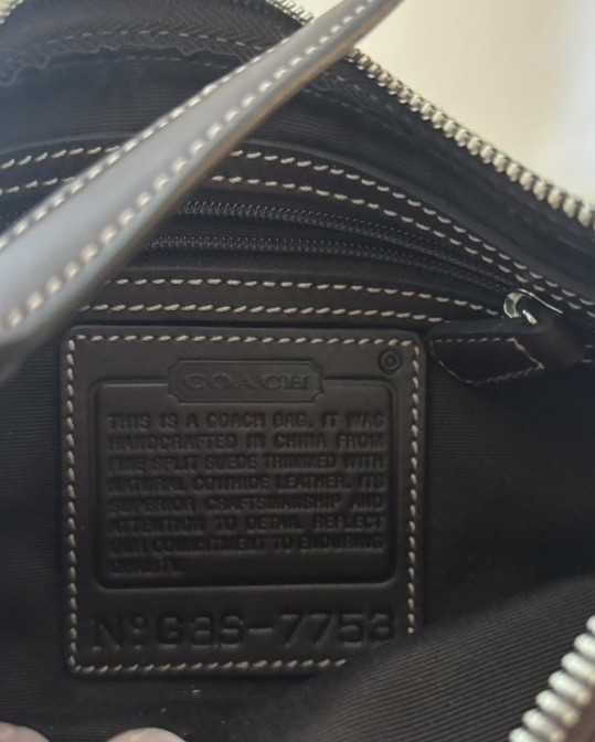 Coach Tan/Brown Small Shoulder Bag Zip Top, Lined Inner Pockets, Charm