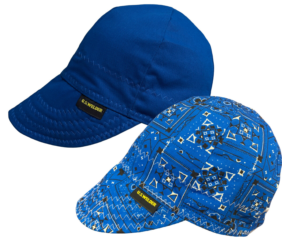 U.S. Welder BLUE BANDANA & SOLID Reversible Welding Caps SET OF 2