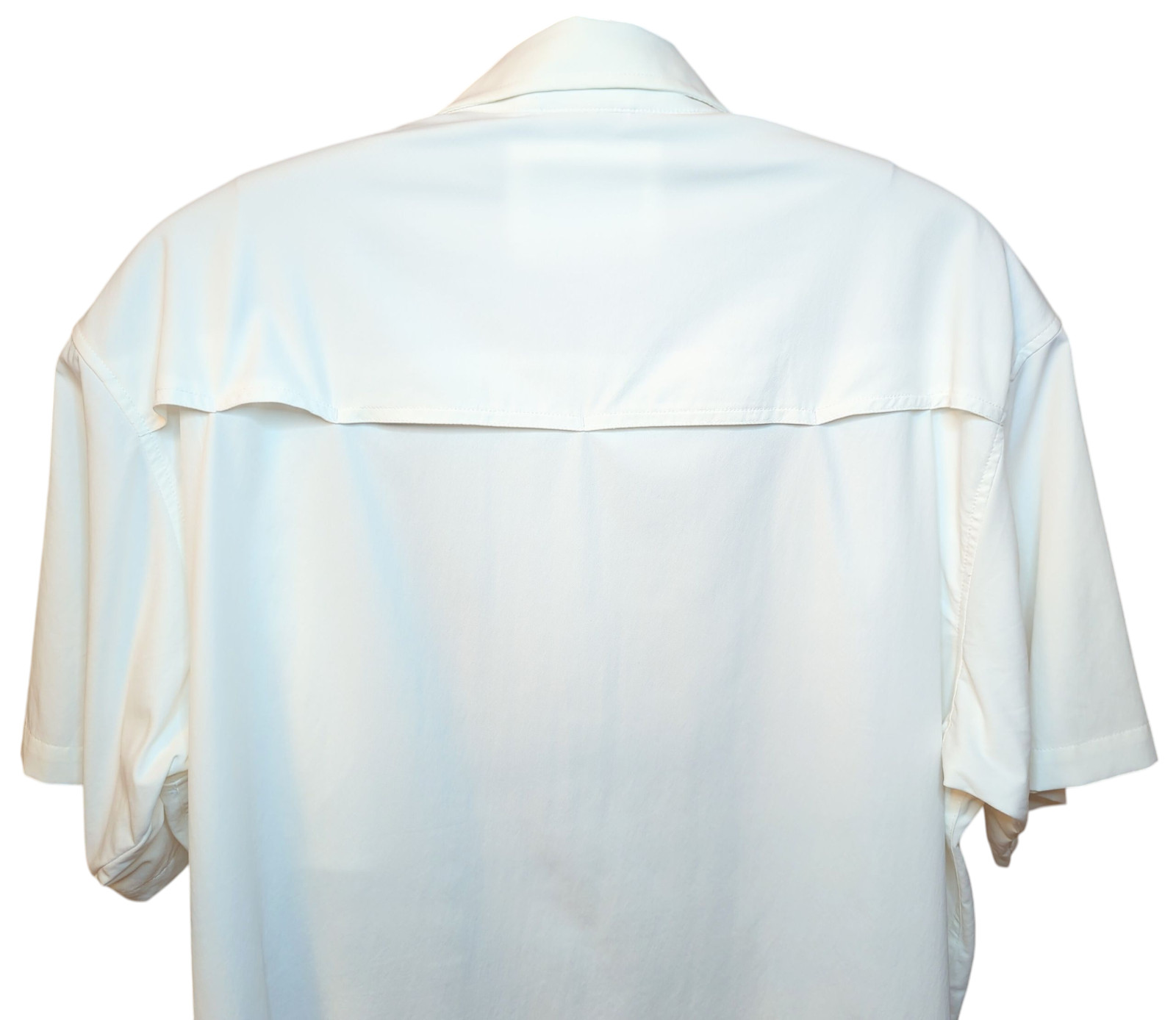PONCHO Outdoors Vented Button Up Shirt Magnetic Mens LARGE White Comanche Logo