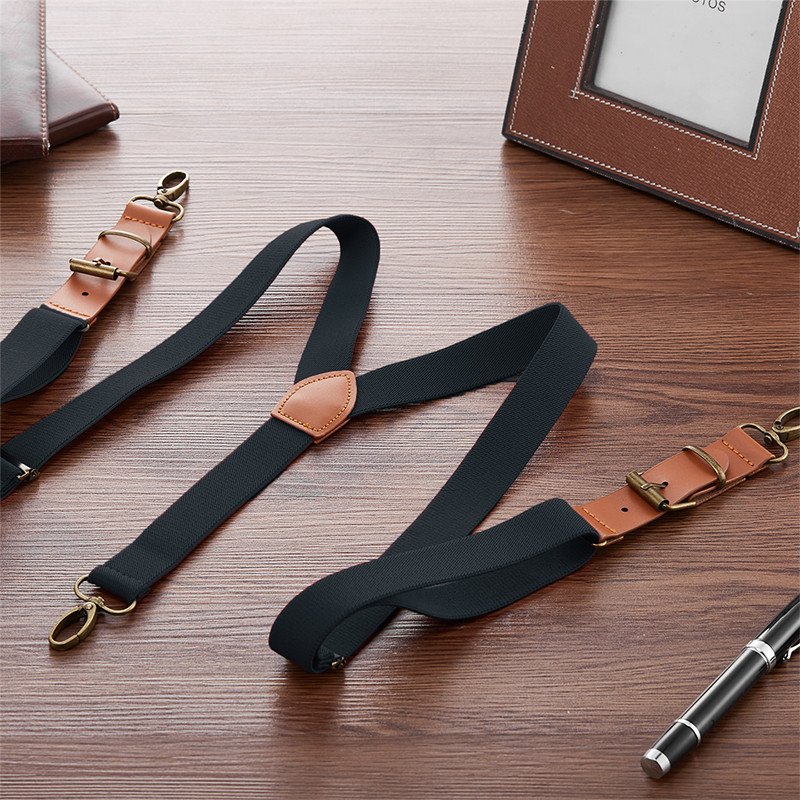 Men’s Y Back Suspenders Adjustable Elastic Y-Shaped Hooks Pants Brace Solid NEW