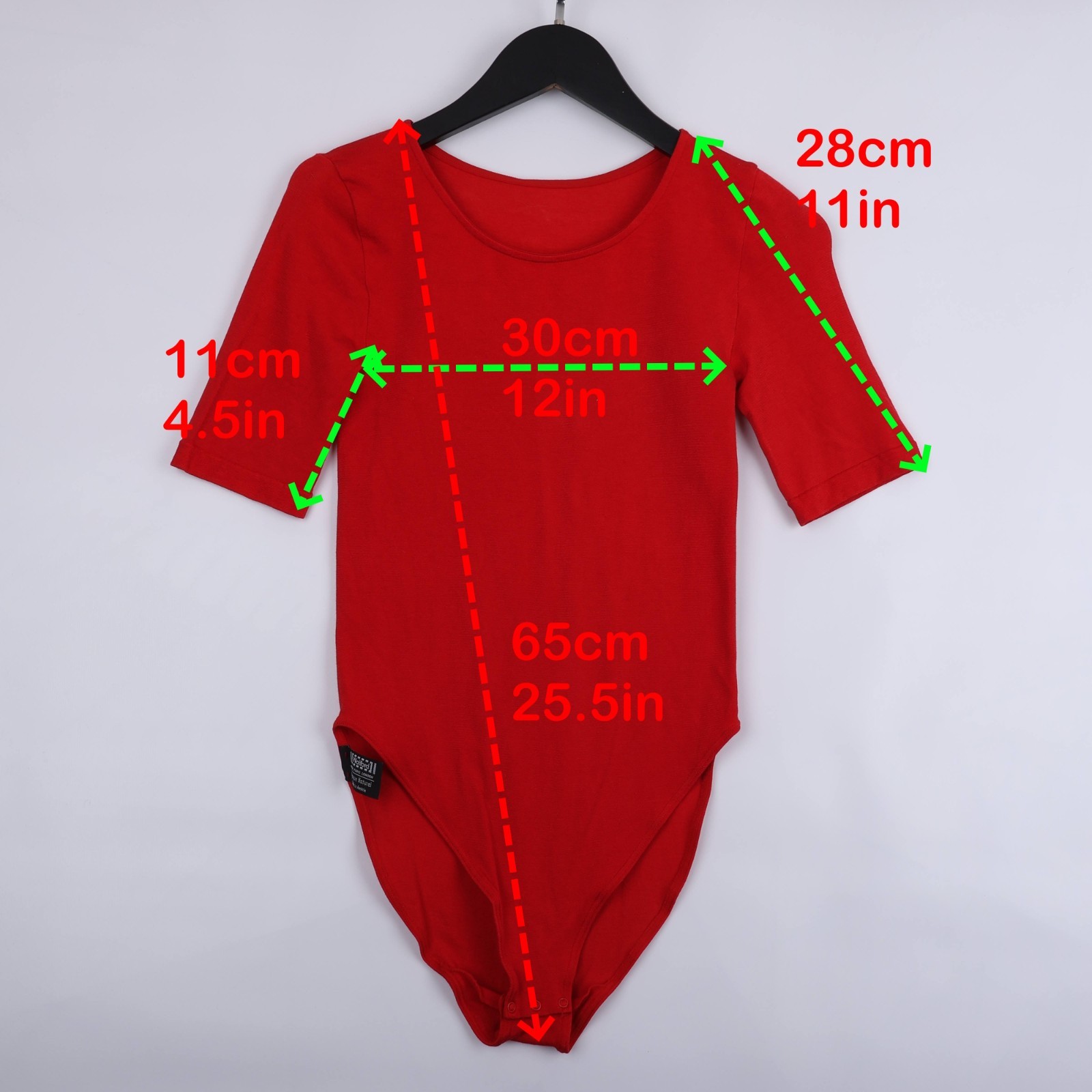 Wolford Opaque Naturel Women Red Short Sleeve Bodysuit Size Small S Cotton Blend
