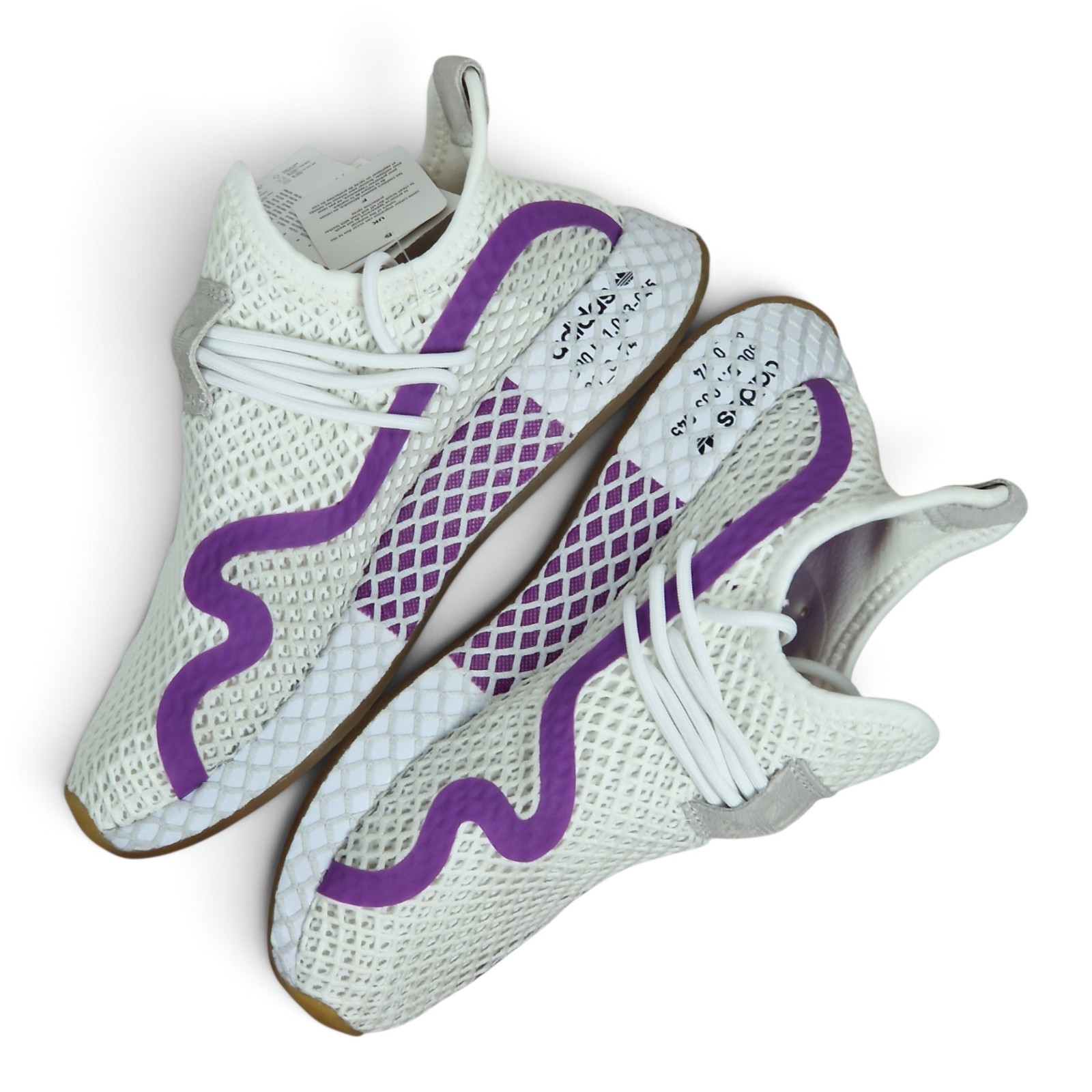 Adidas Deerupt S Runner Trainers Womens EU 38 38 2/3 New White Purple RARE Y2K Grid OG