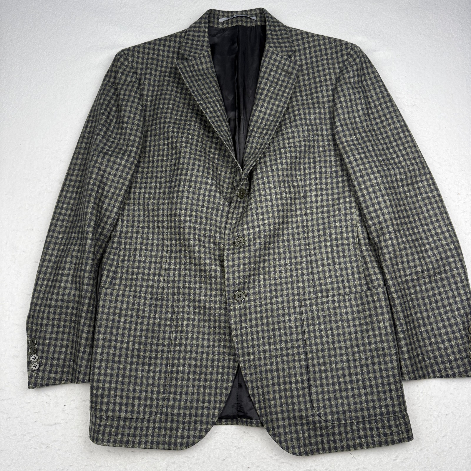 Cantarelli Sport Coat Mens IT 56 (46 US) Green Check Wool Tweed Made Italy