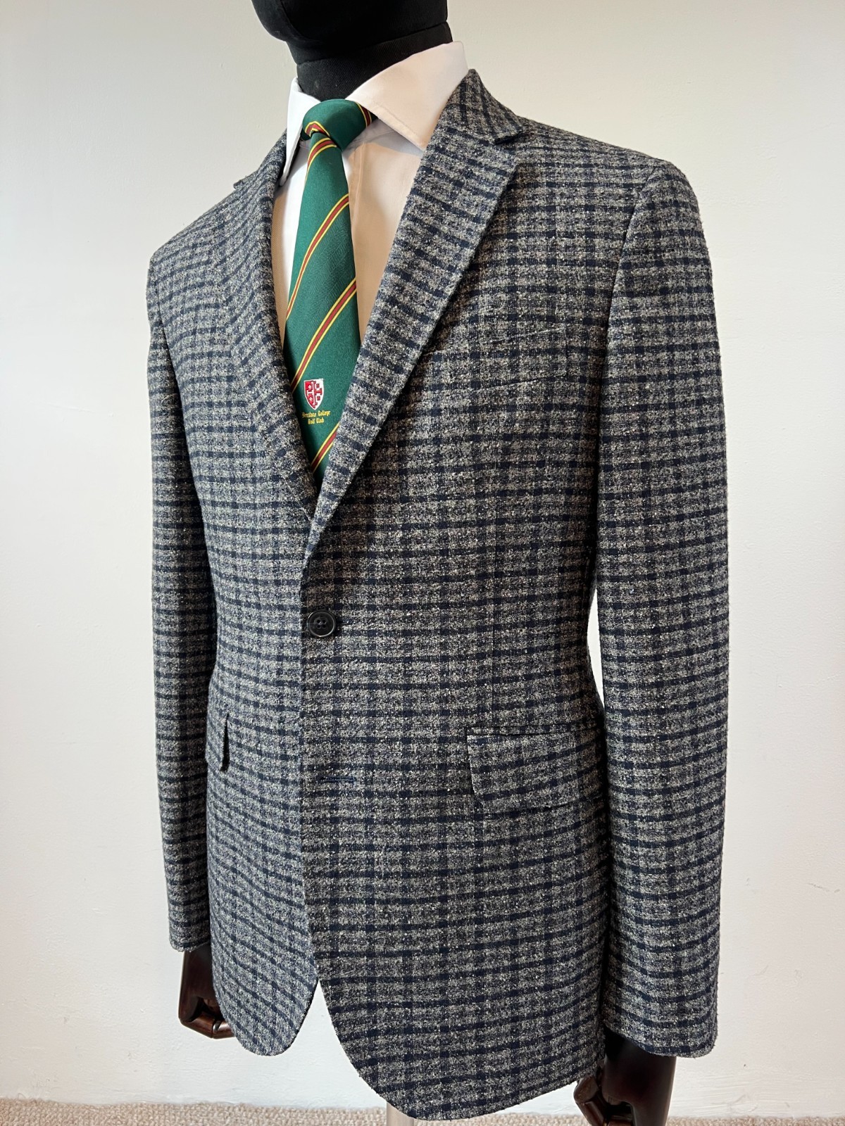 Hackett Grey & Blue Checked Boucle Cloth Unstructured Jacket RRP £650 – Size 40″