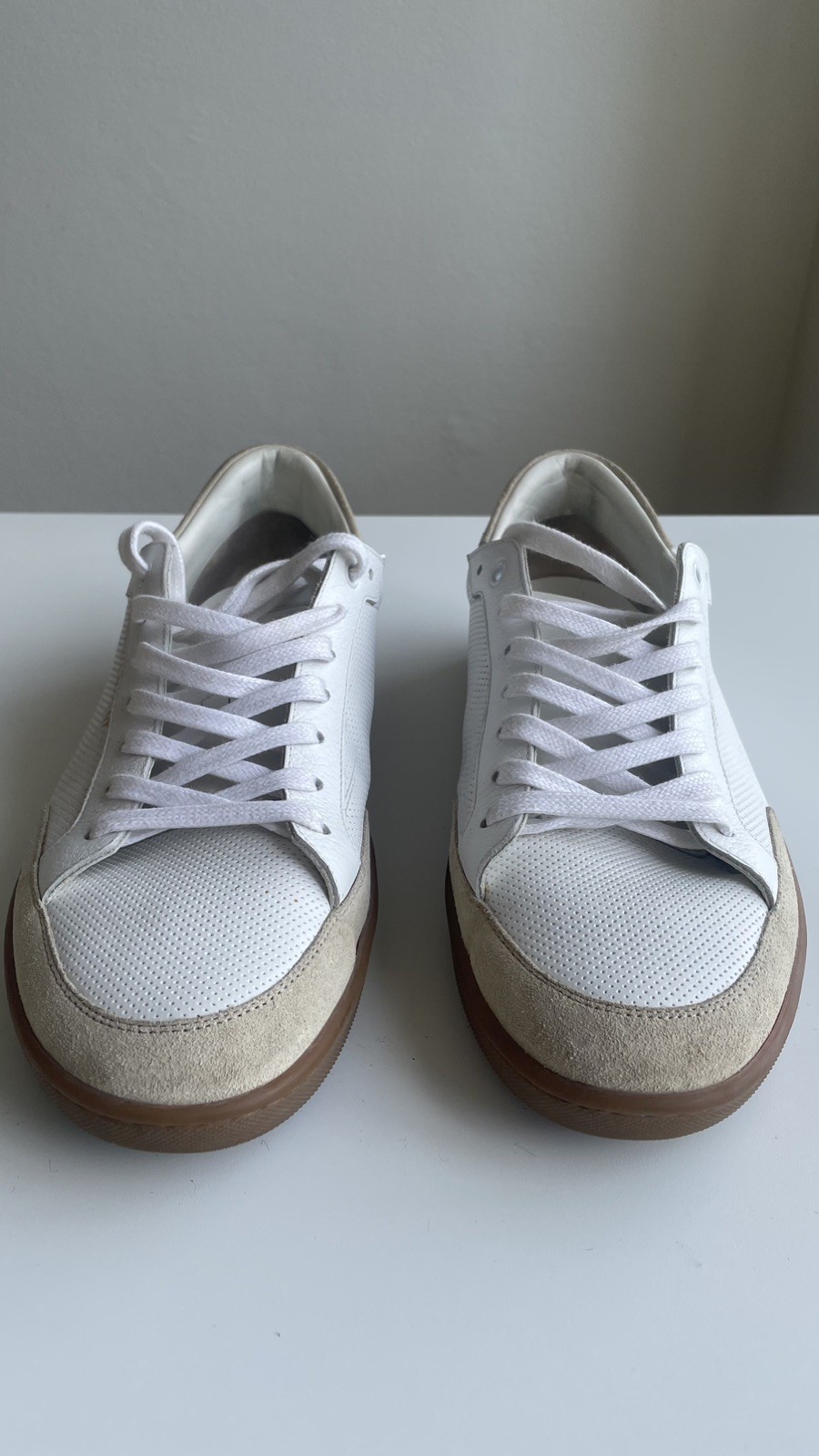 YSL Saint Laurent Men’s White Leather Sneakers Size 44.5 US 11.5