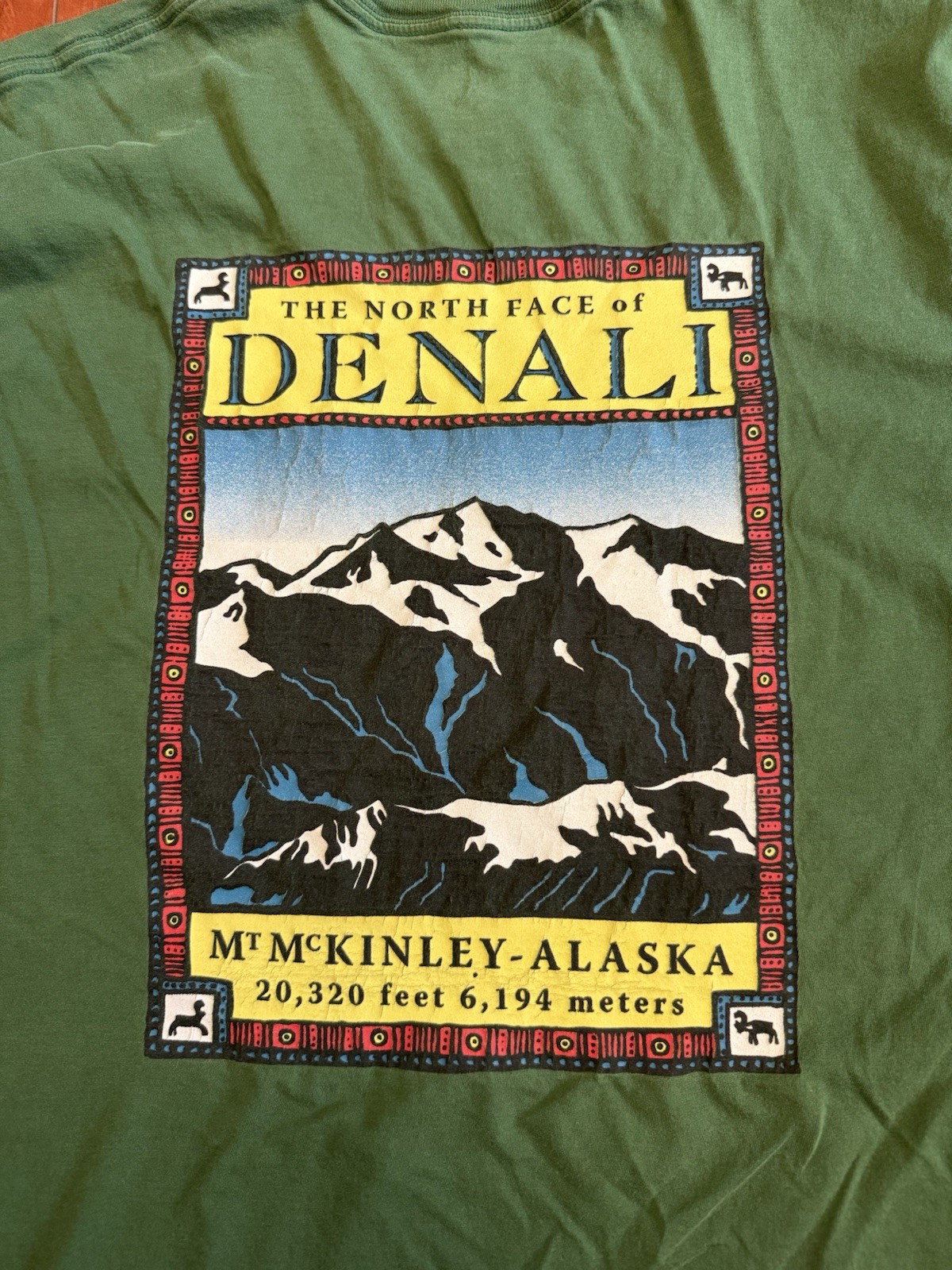 Northface Denali Mens T shirt Size M Green Rare Vintage