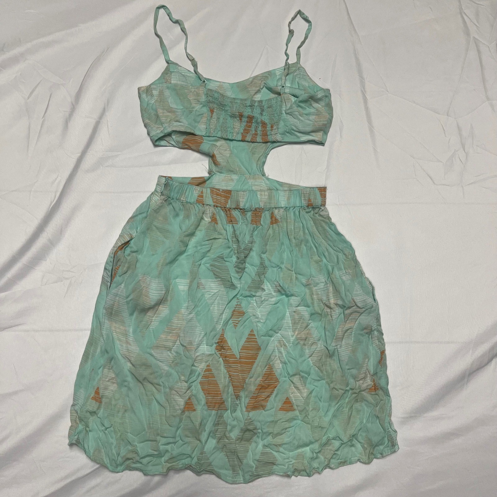 Mint Green Geometric Cutout Mini Dress