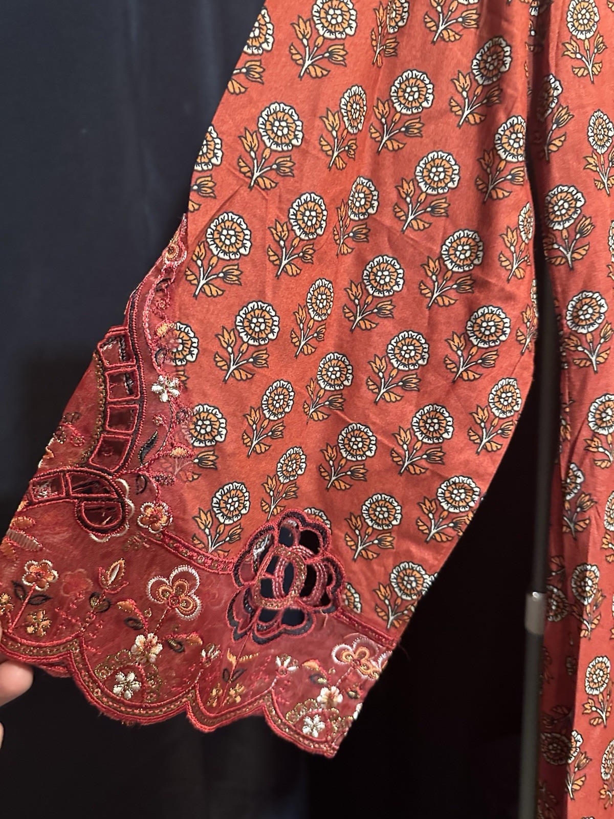 Bin Saeed Lawn Cotton 3 Pc Suit-premium Cut Work Emb- Aline Style-M & L – $44