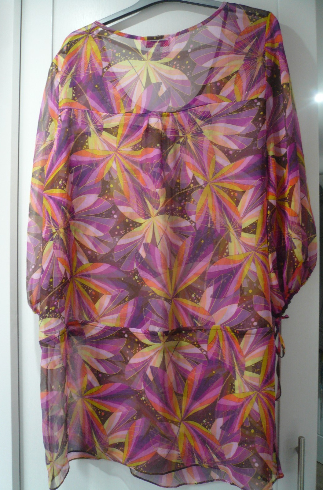 M Williamson SILK pink kaftan/ beach Tunic Size 16 (18) Debenhams leaf fab con