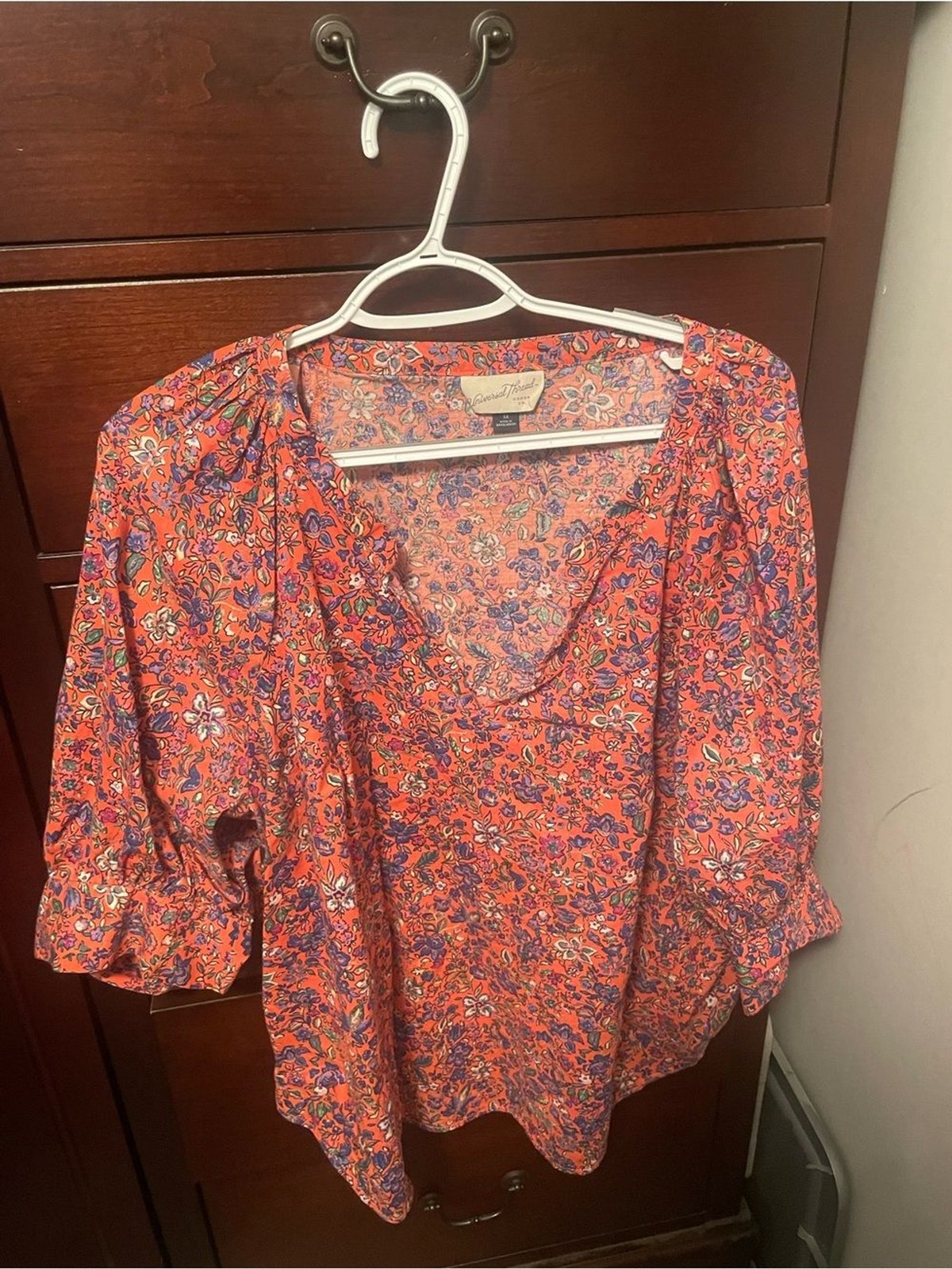 Universal Thread Orange Floral Peasant Blouse