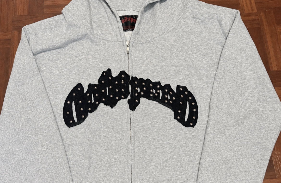 Godspeed Gray Studded Full-Zip Fleece Hoodie & Pants Tracksuit Set, L