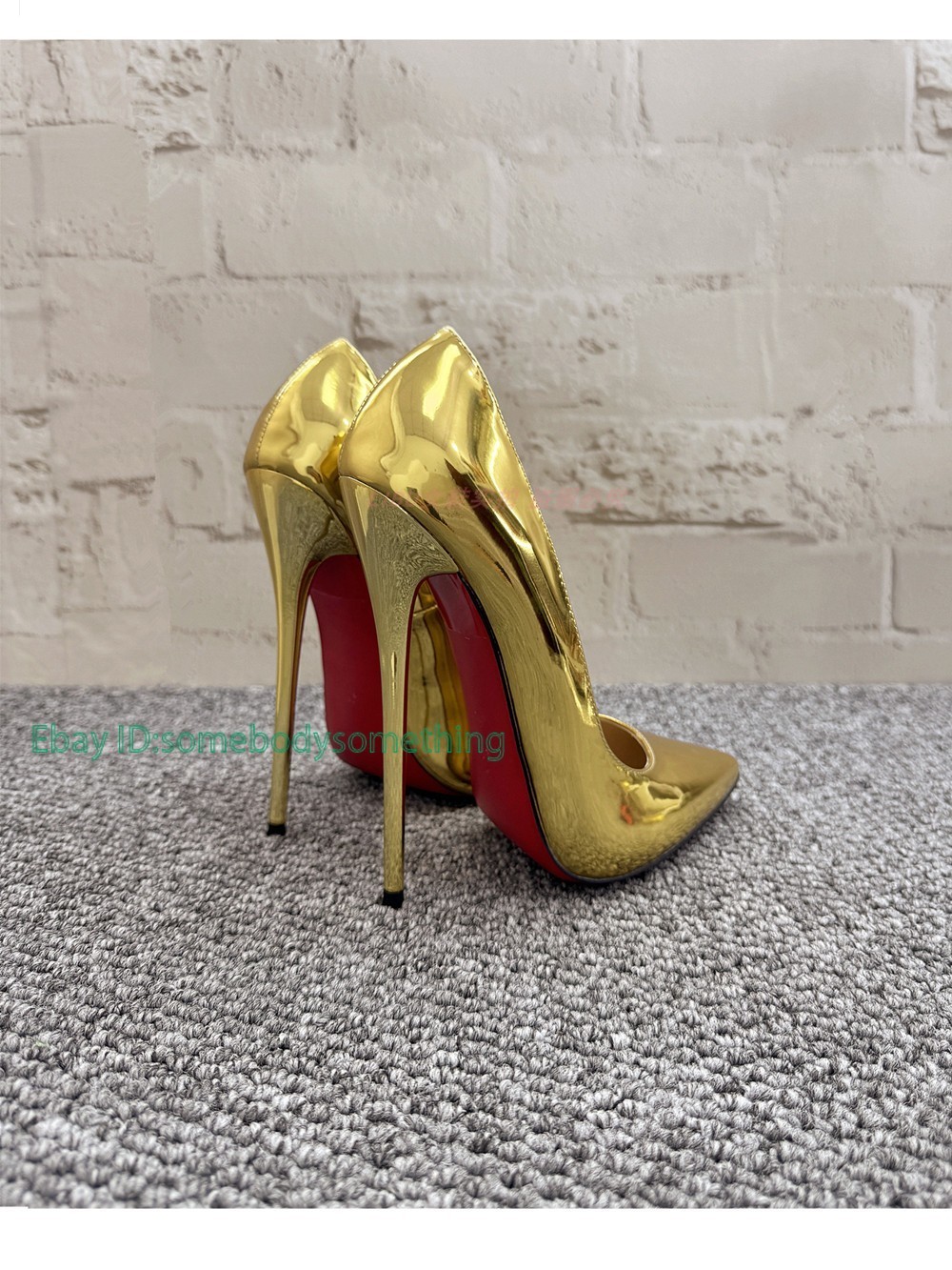 12cm Slim High-heeled Pointed Shallow Mouth High-heeled Shoes Gold Metal Party