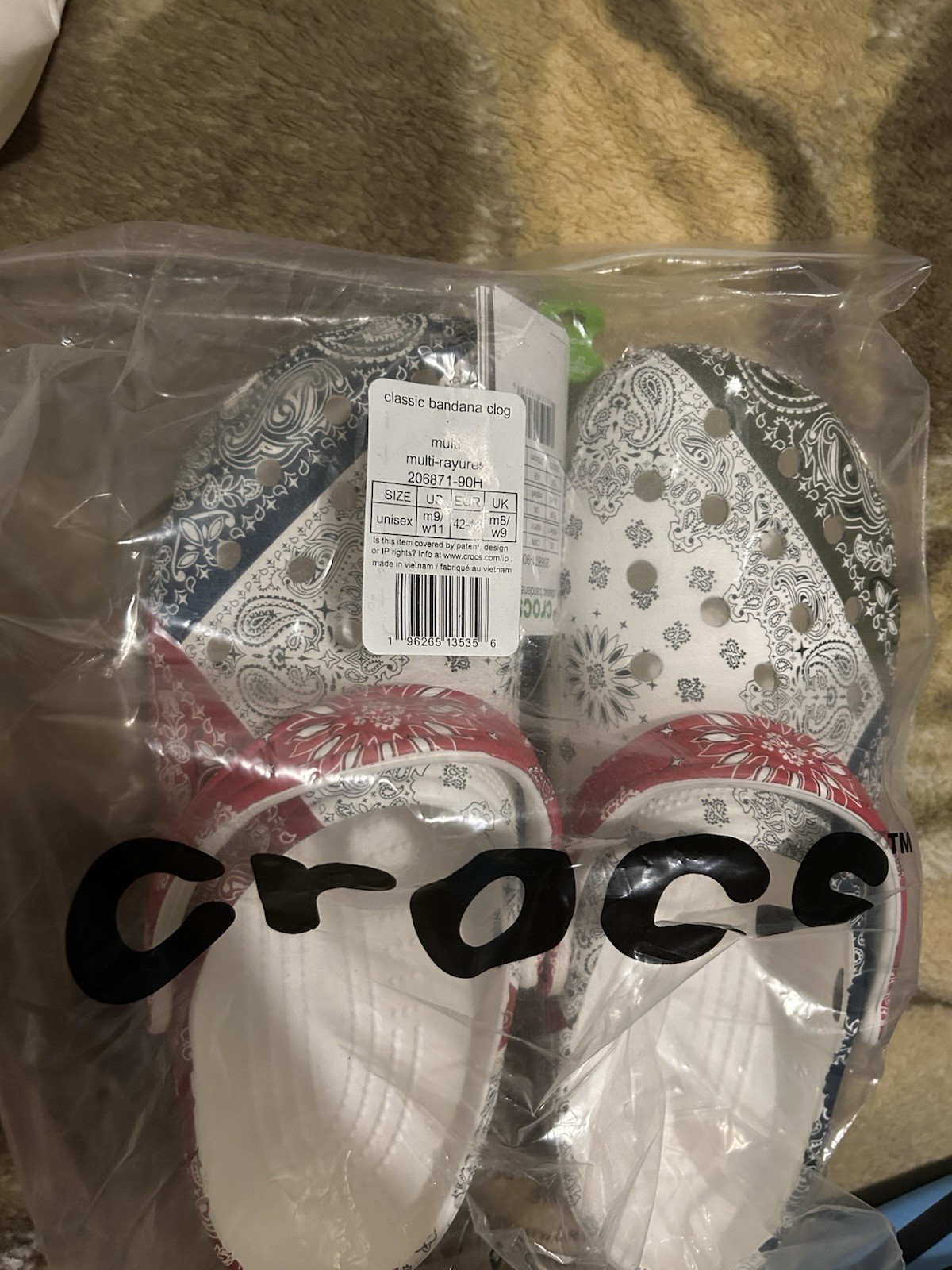 Crocs Classic Clog Sandal Paisley Multicolor Slip On Unisex US 11 EU 42-43