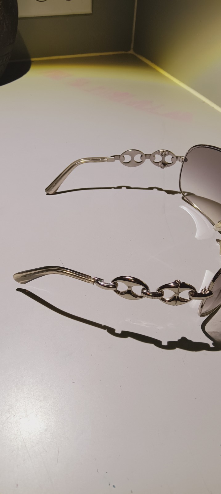 Gucci GG 2715/S Wrap Sunglasses Silver Metal Frame Gray Gradient UV 125mm