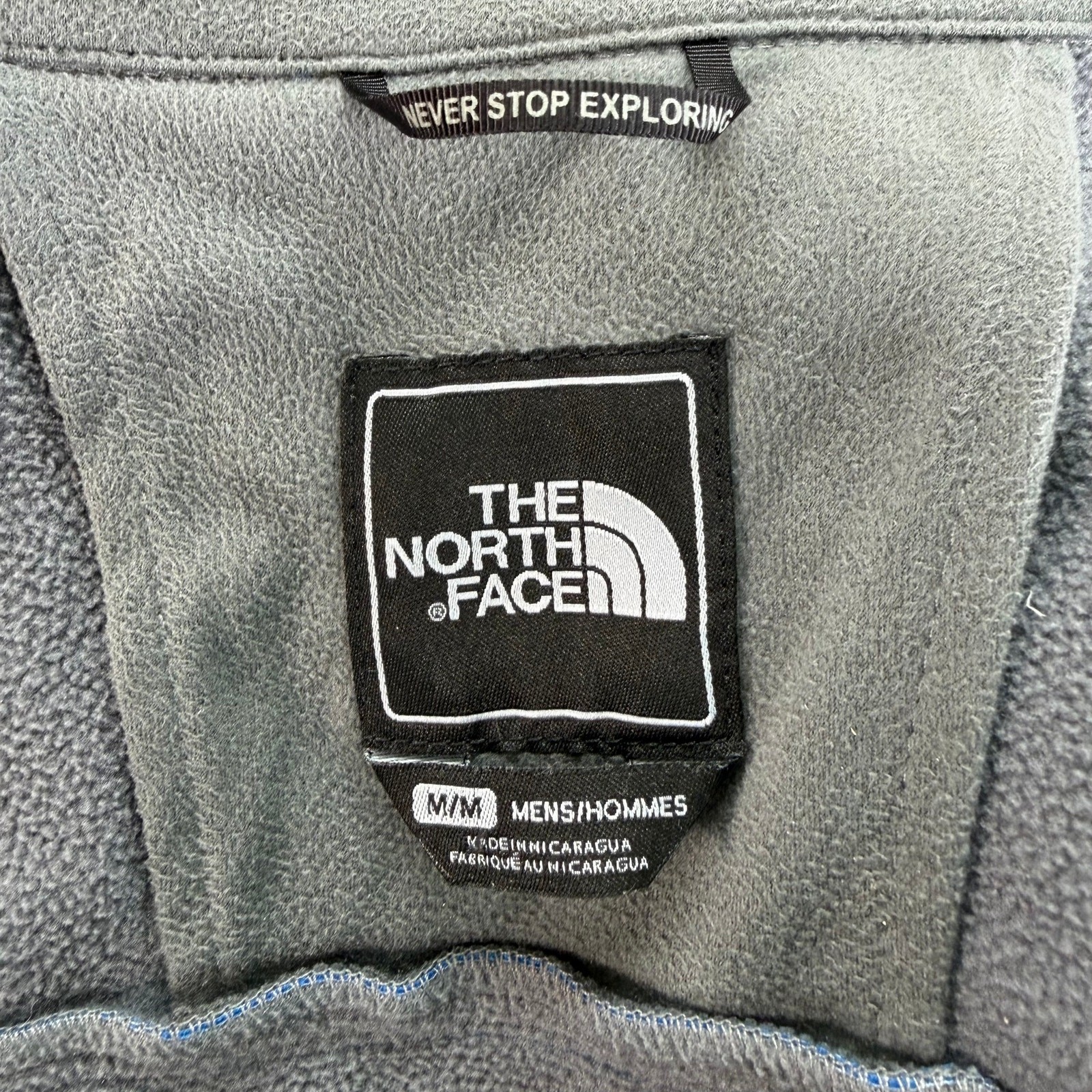 The North Face Soft Shell Jacket Mens Medium Blue Full Zip Fleece Lined Coat