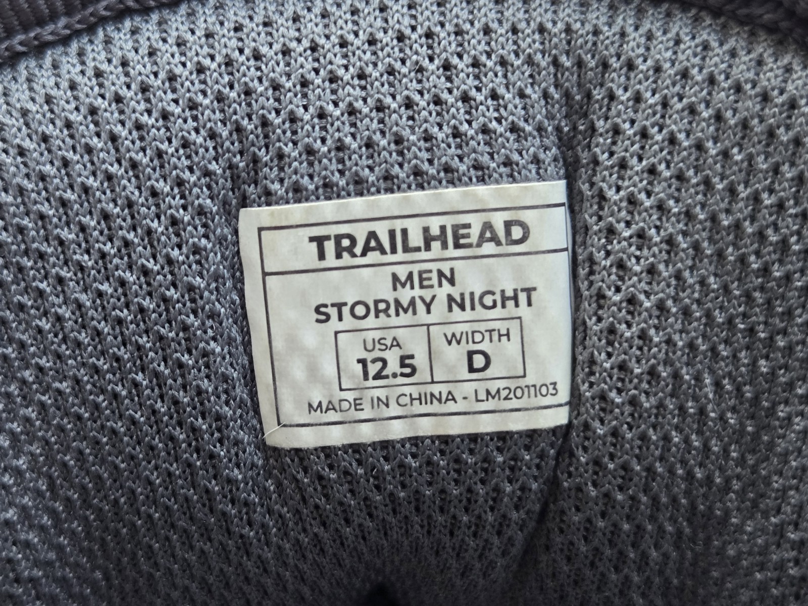 Lems Men’s Trailhead Shoe sz US Men’s 12.5D, Stormy Night