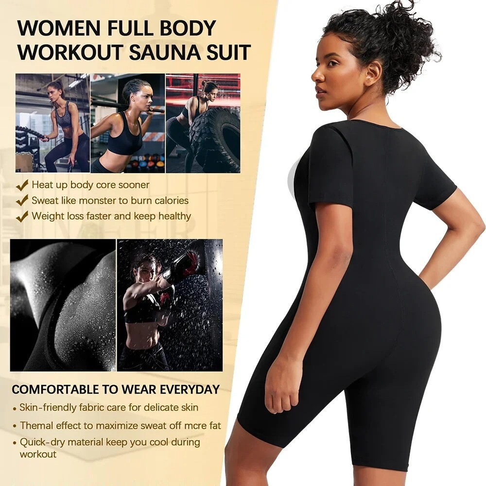 Women Body Shaper Sweat Sauna Suits Slimming Jumpsuit Sports Bodysuits Shapewear