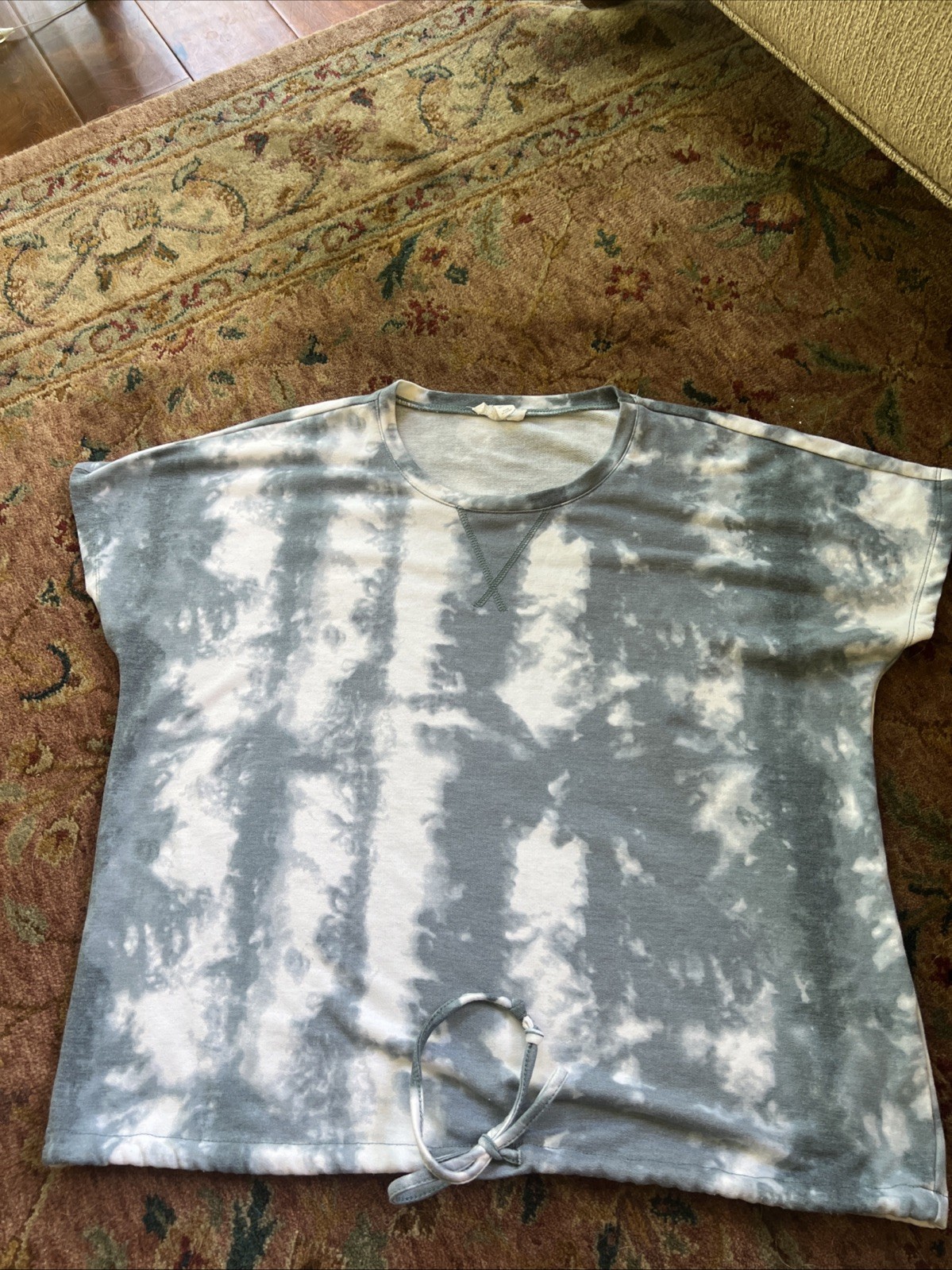 COMO BLU Tie Dye Gray White Pullover & Jogger Pants Matching Lounge Set Cozy M