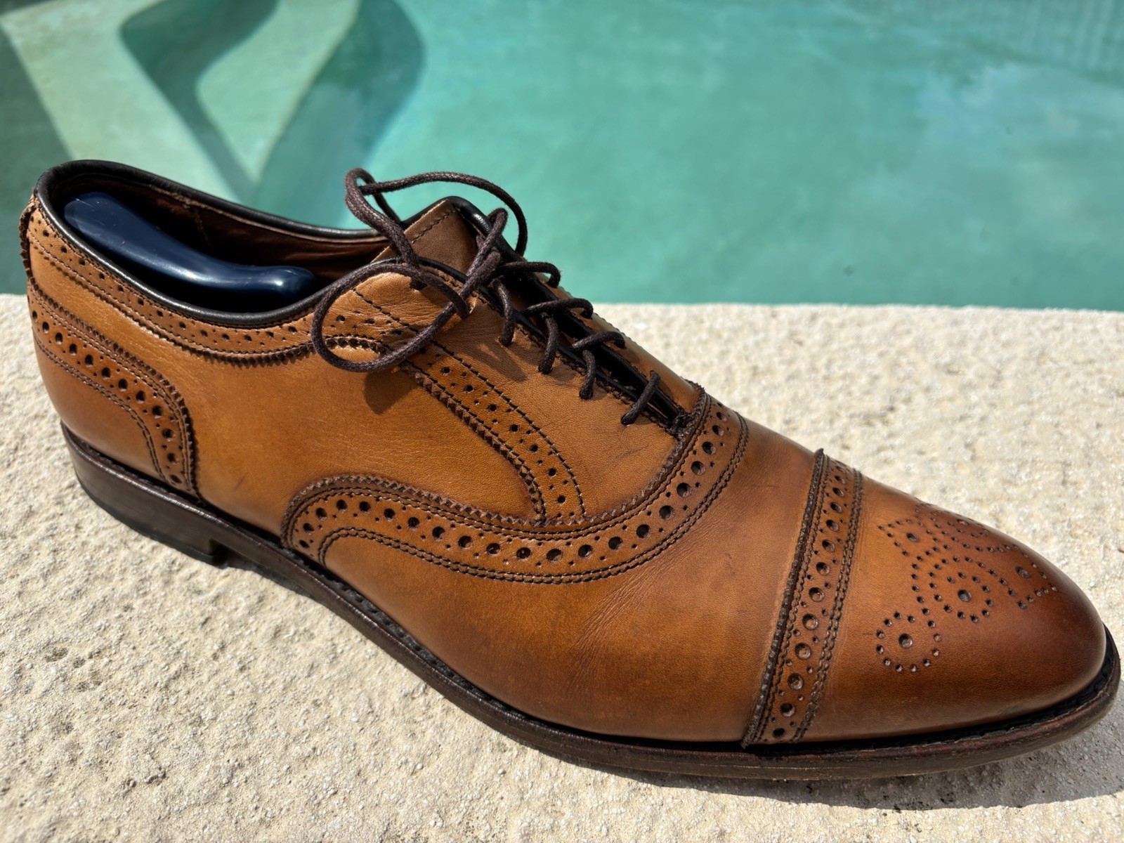 Allen Edmonds Walnut Strand 1635 Cap-Toe Oxford Brown Leather Dress Shoes Sz 13D