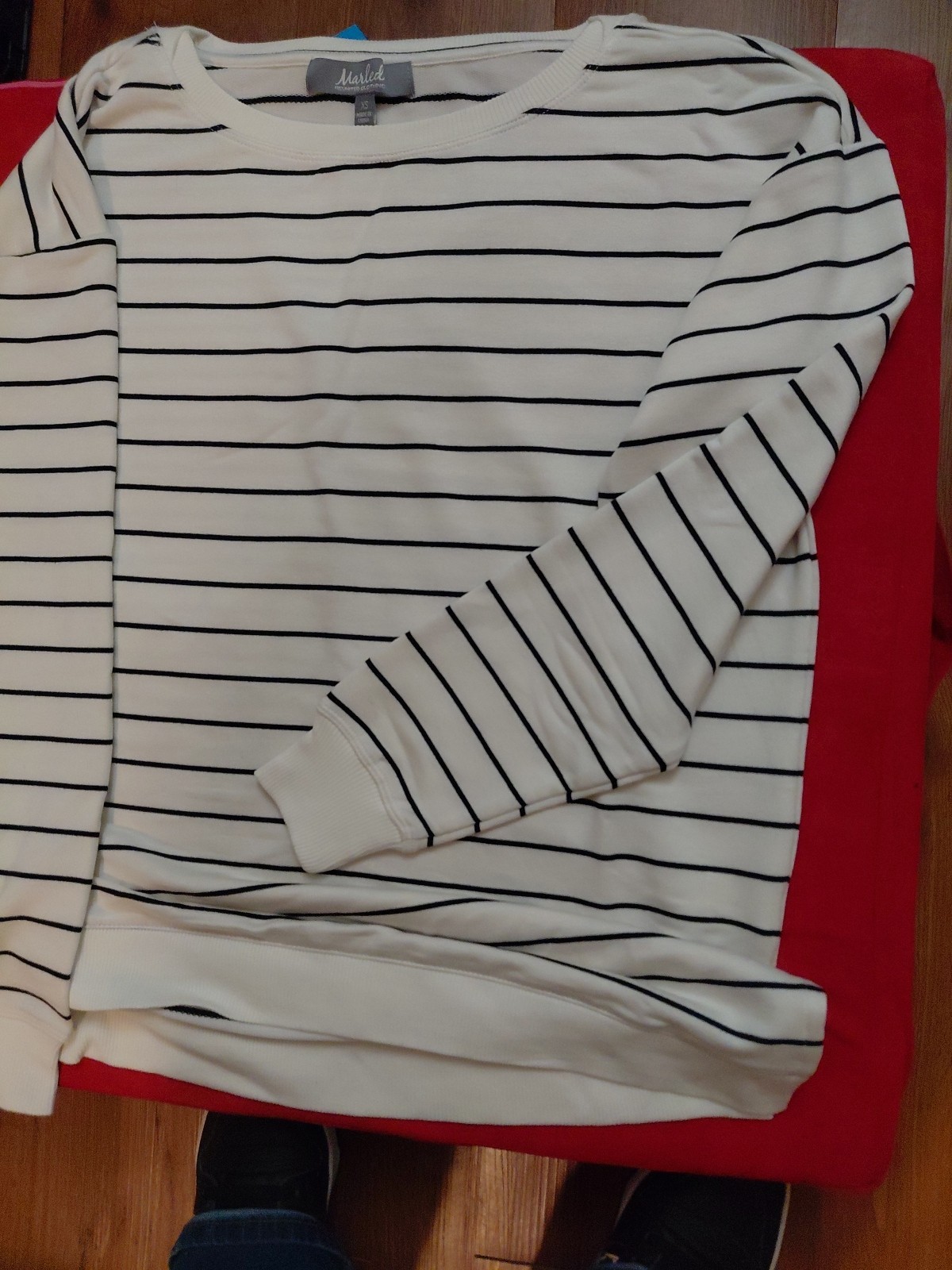 Ivory & Black Striped Pullover Marled by Reunited Clothing Oversized Fit