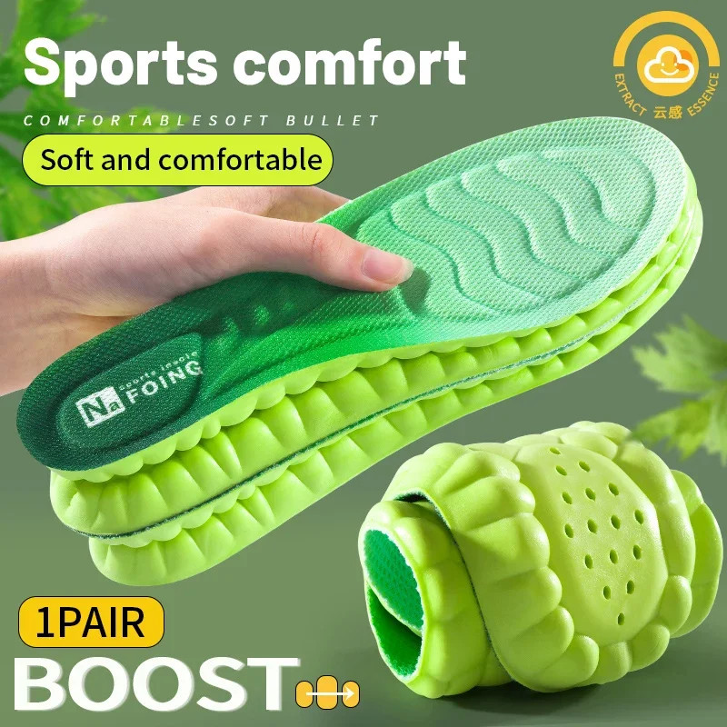 4D Orthopedic Sport Insoles Super Soft Breathable High-elasticity Shock Absorpti