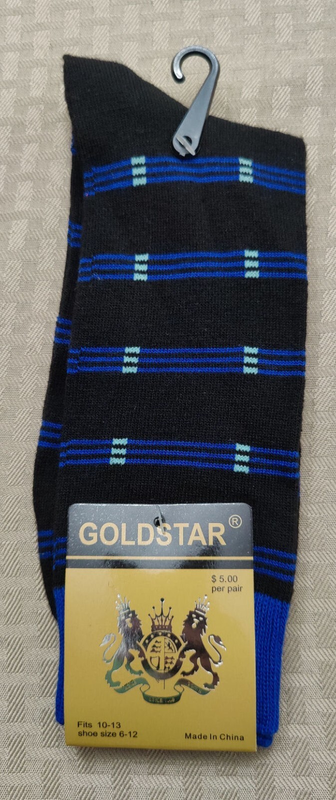 Men’s Casual Socks Goldstar Fashion Cotton Blend Blue Striped Black Footwear
