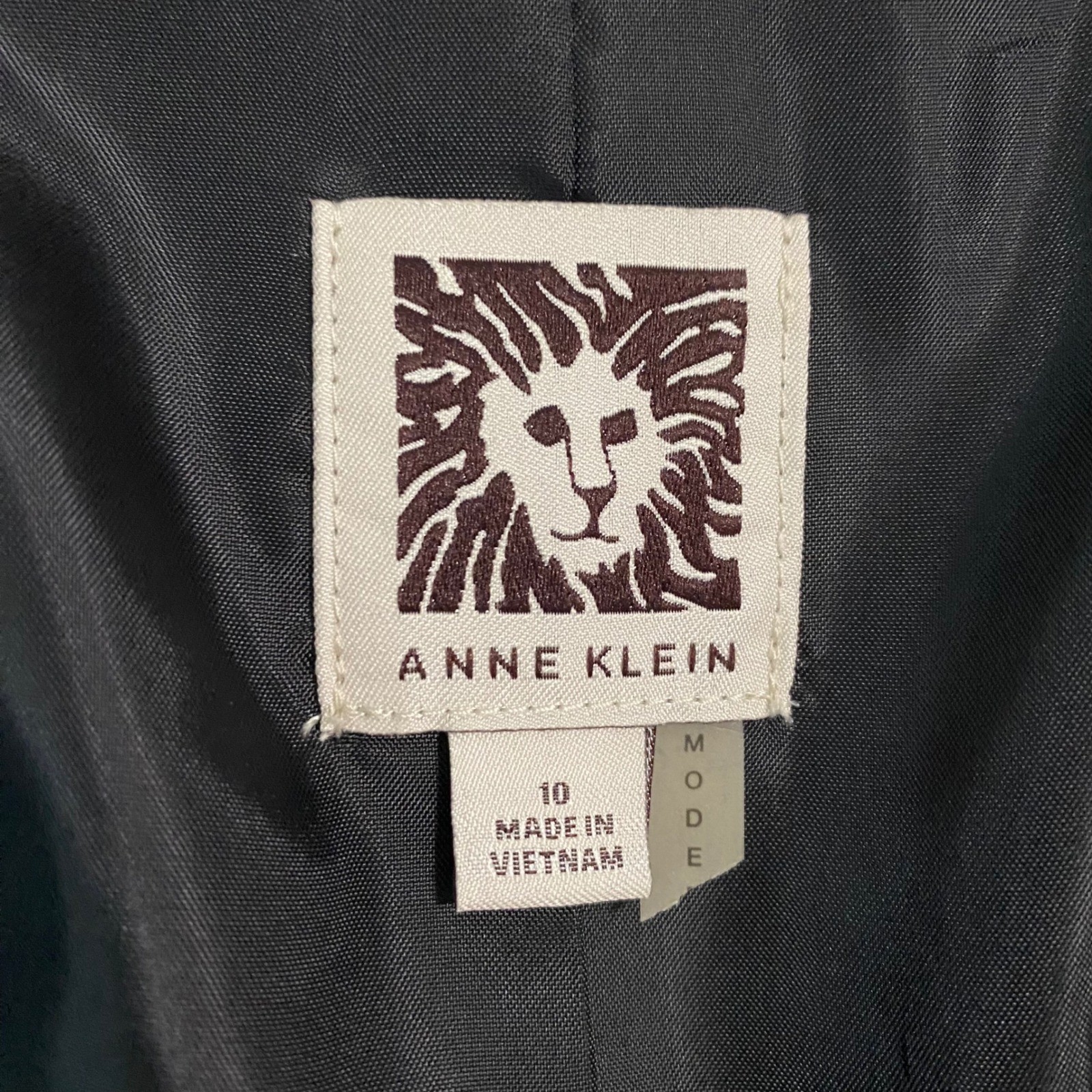 Anne Klein Suit Womens Onyx Black 2PC Blazer and Pants Set E78M12B0376 Size 10
