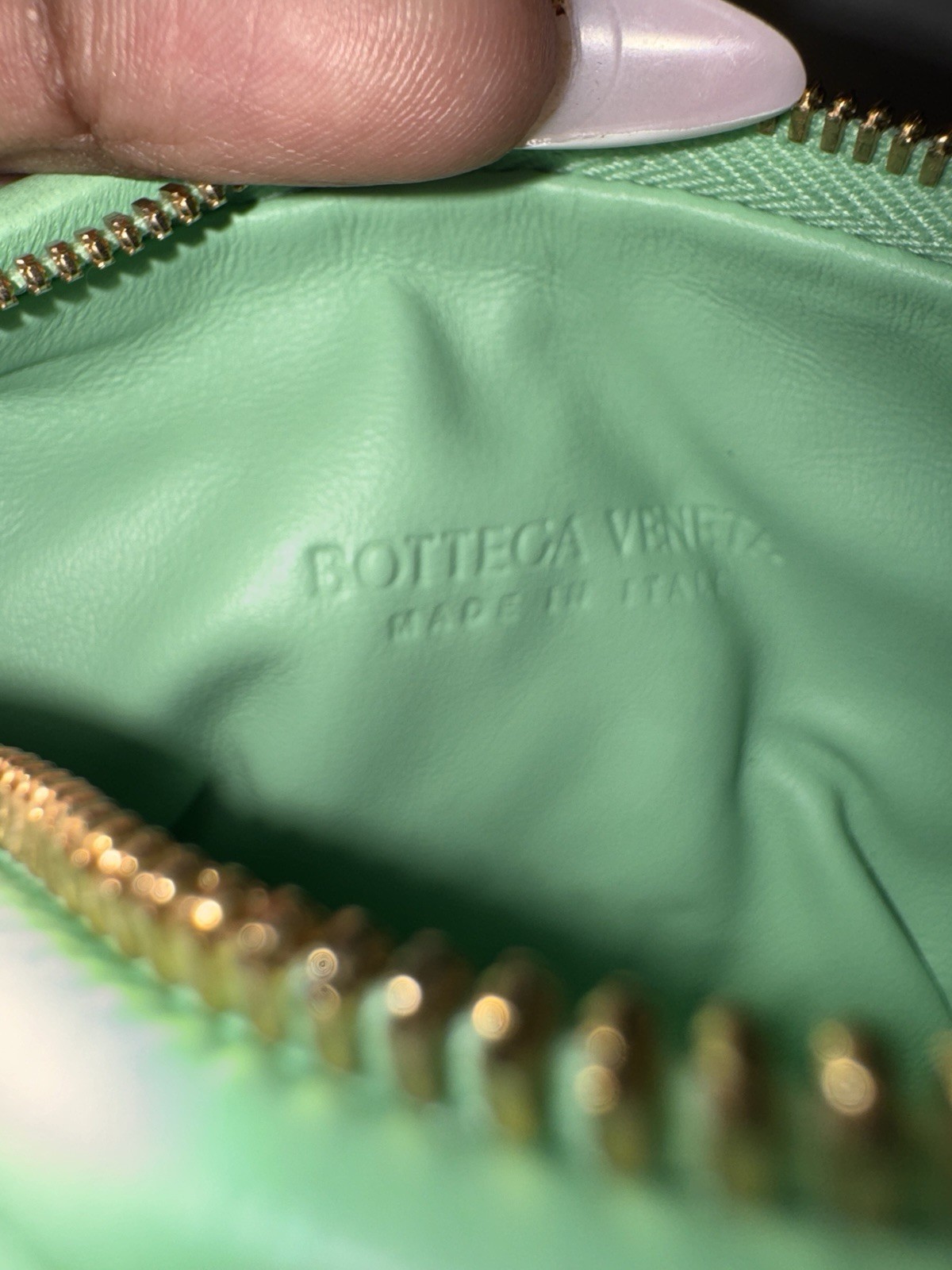 Bottega Veneta Candy Jodie Intrecciato Green Shoulder Bag Zip Gold +Dust