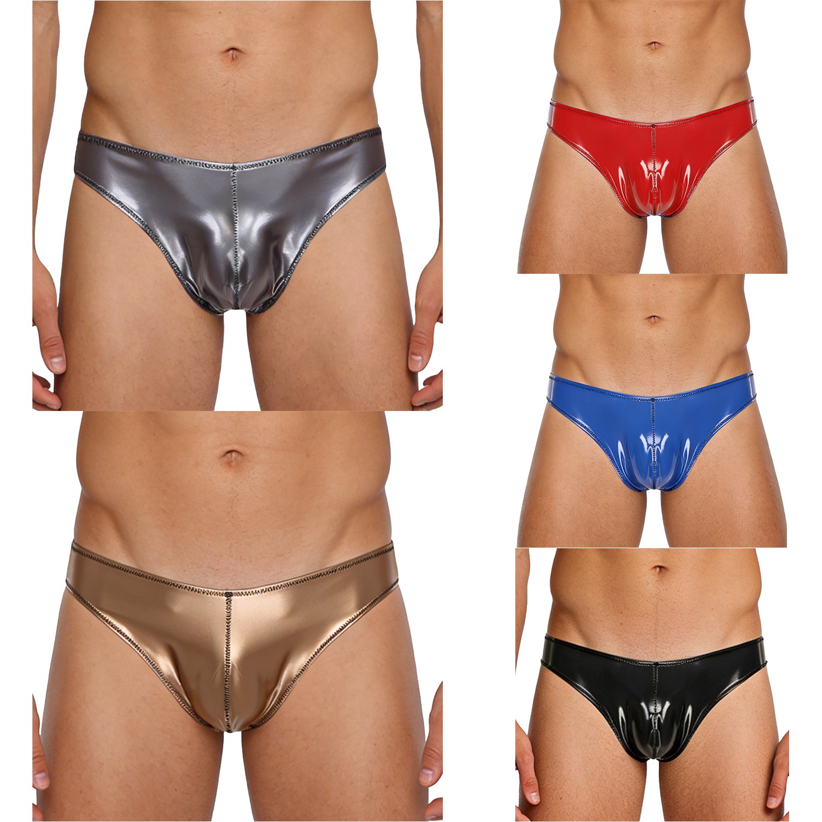 Mens Patients Micro Underpants Latex Briefs Low Waist Underwear Suit Lingerie
