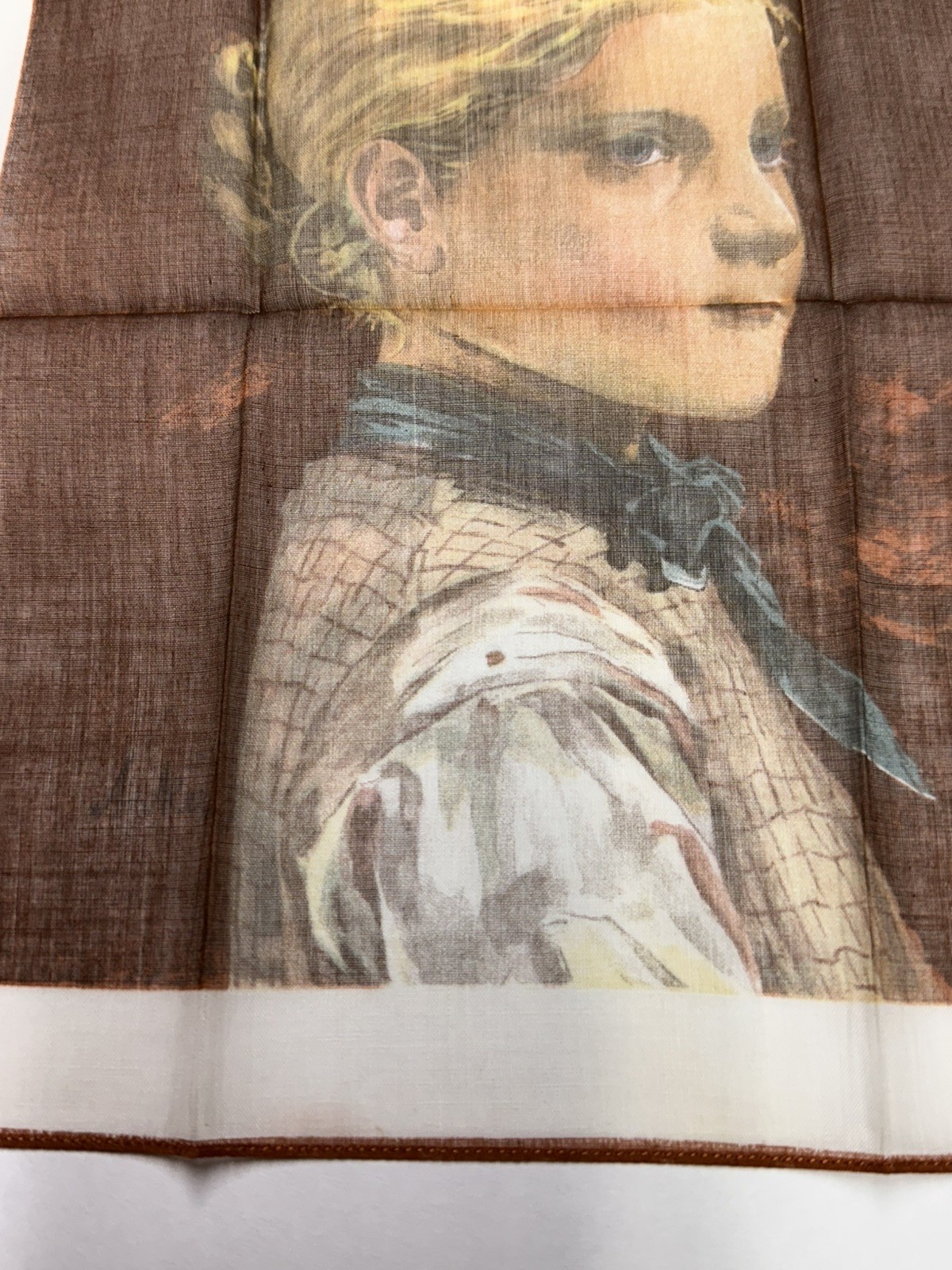 VINTAGE 100% COTTON HANDKERCHIEF MADE IN SWITZERLAND NWT ALBERT ANKER PORTRAIT