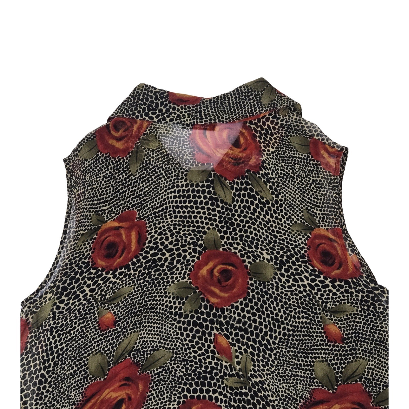 VTG 90s Silk Rose Leopard Tank Top Blouse MD New York City Design Co Flowly