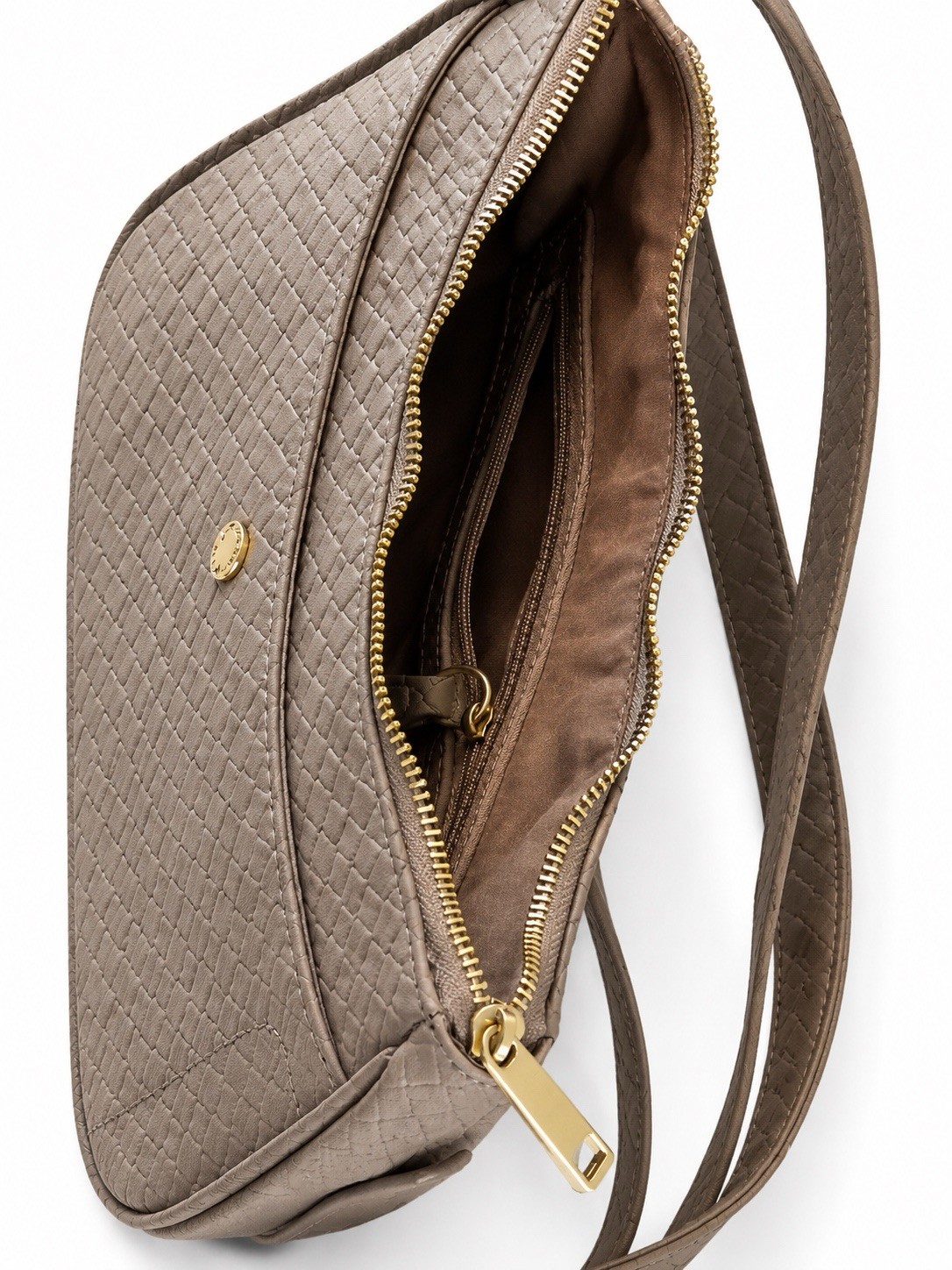 Fiorelli Women’s Taupe Mini Crossbody Bag Zip Detachable Strap Pockets Gold