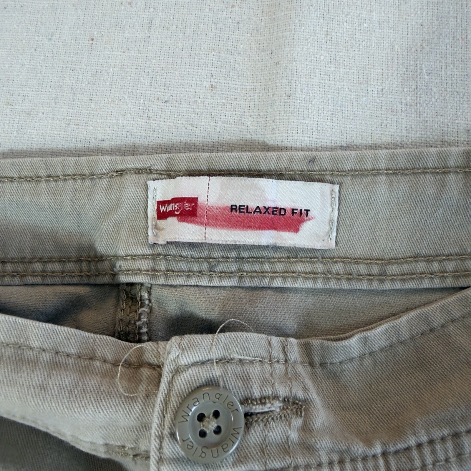 Wrangler Men’s Khaki Cotton Twill Cargo Pants Relaxed Fit Straight Waist 40