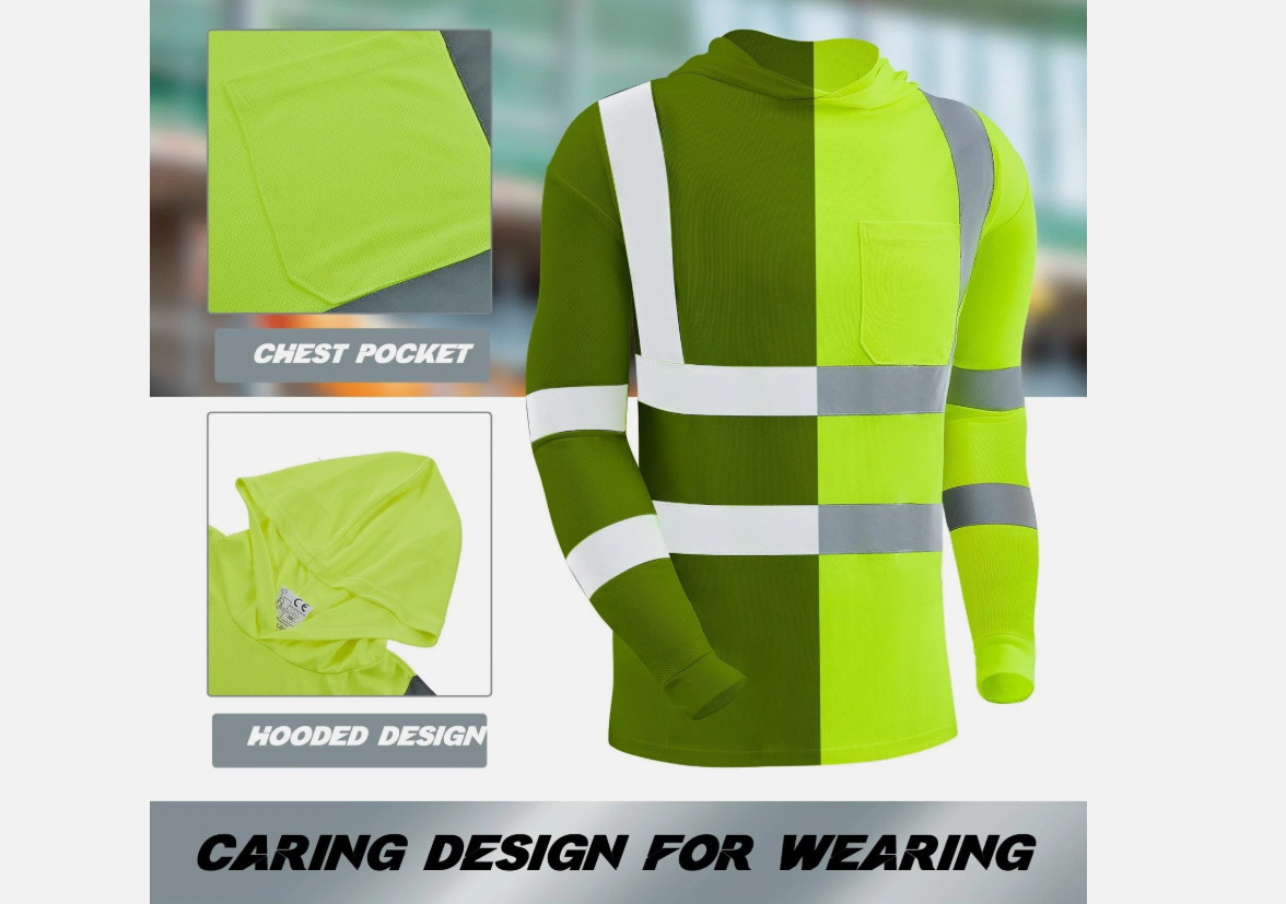 4 pack Hiv long sleeve Safety shirt hooded with reflective tape dry fit