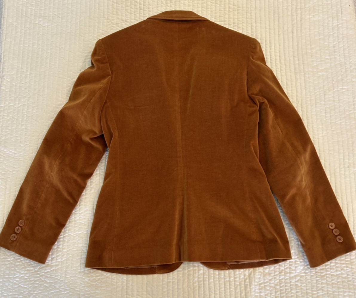 Vintage 80’s Velour Womens Jacket Size 7/8 Floral Broach Tailored Japan