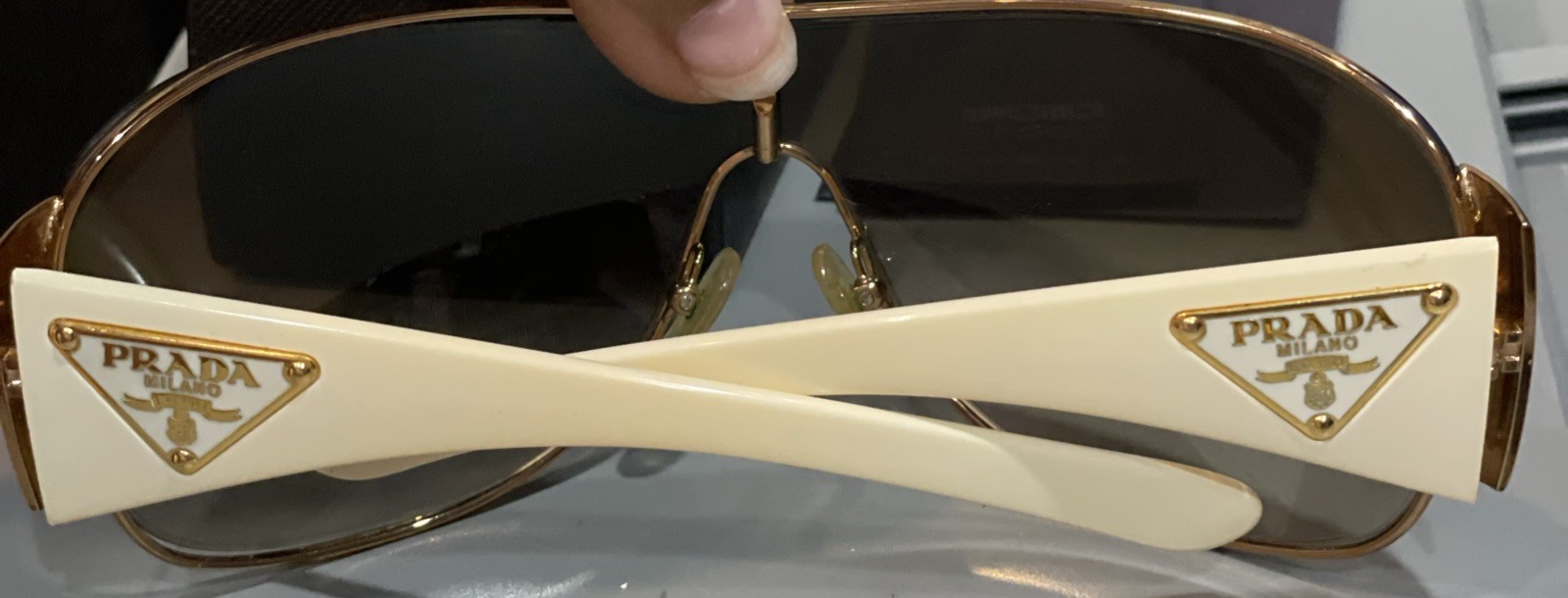 Women’s Prada Cream & Brown Lens Sunglasses w Case