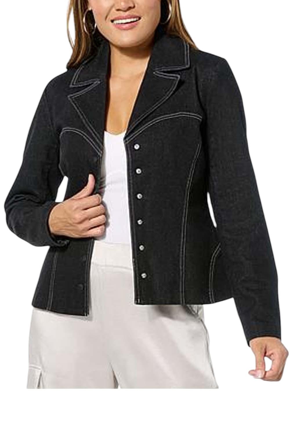 Kathy Ireland Women’s Denim Corset Style Blazer Dark Wash