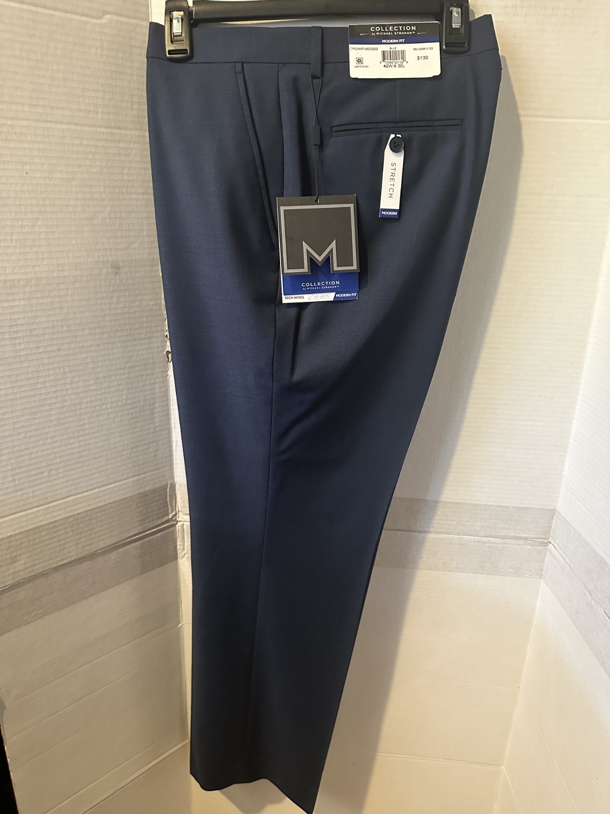 Michael Strahan Modern Fit Flat Front Navy Blue Dress Pants – Size 42×30 – NWT