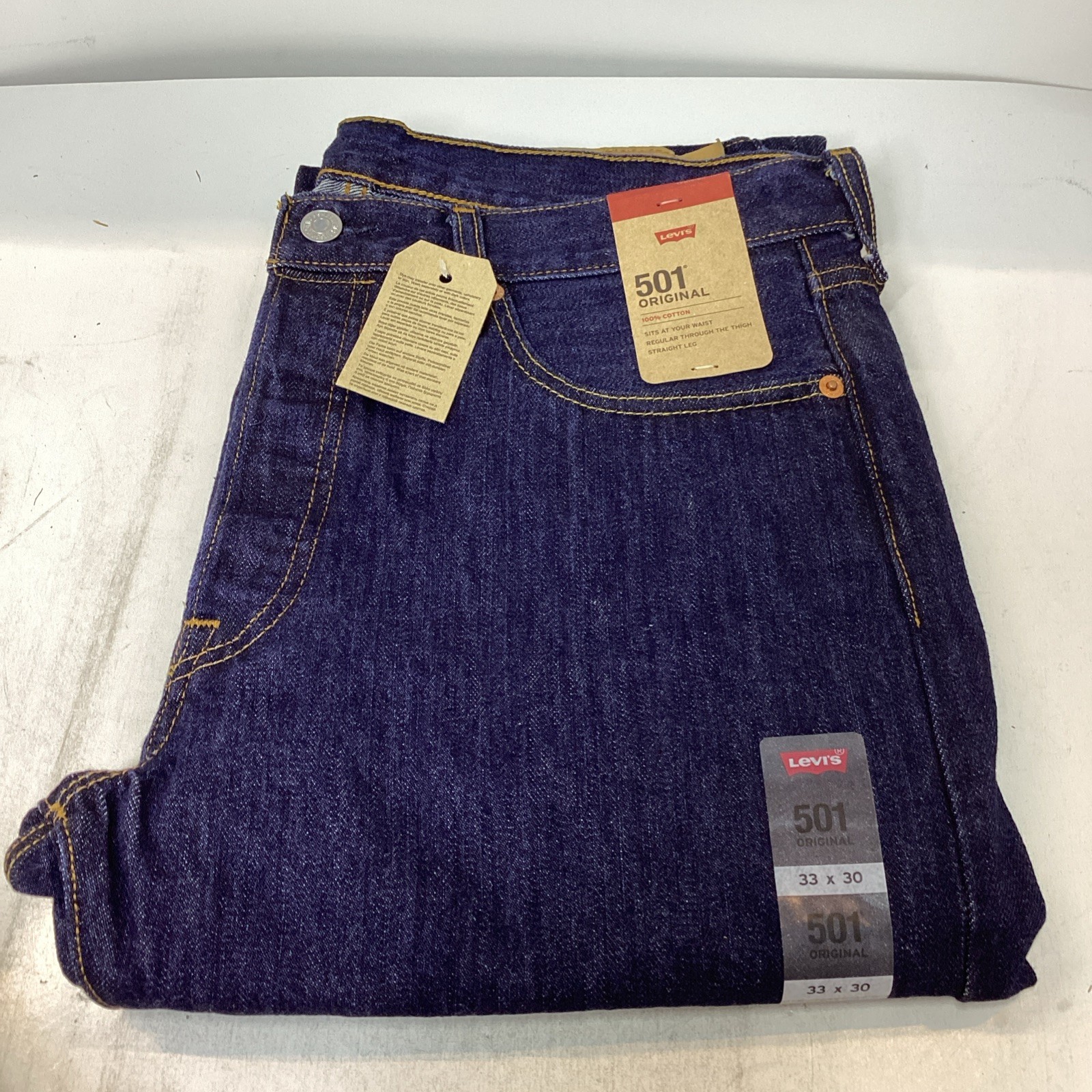 Levis Mens 501 Original Fit Jeans Dark Denim 33×30
