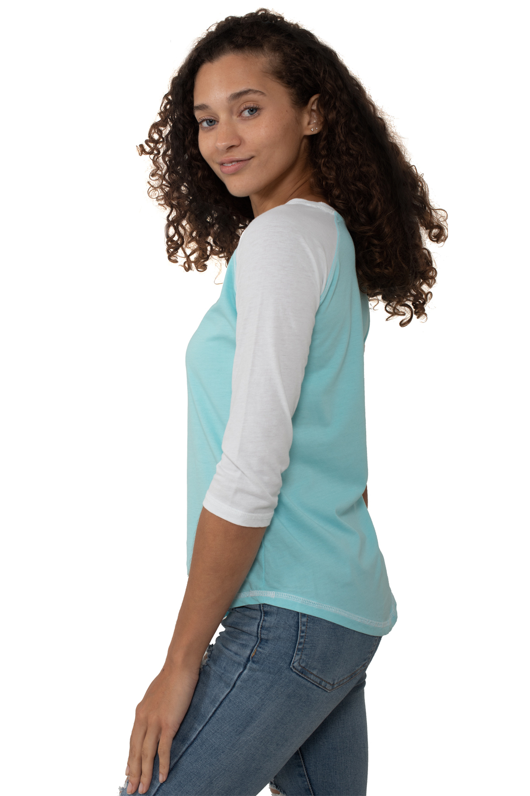 Casual 3/4 Sleeve Active Baseball Shirt Womens Two Tone Raglan T-shirt