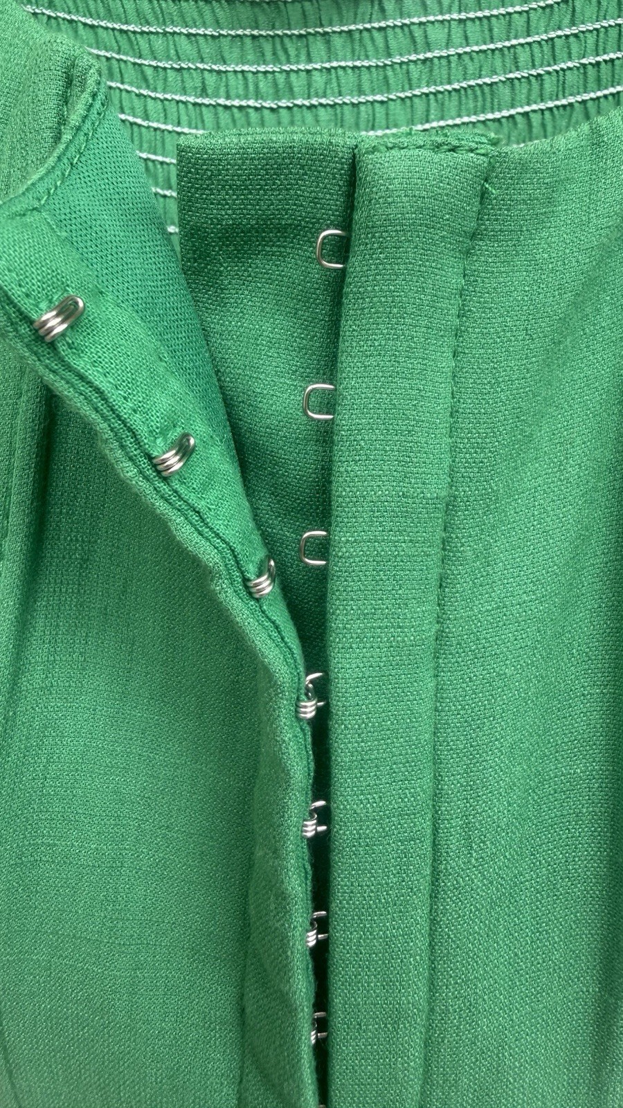 Altar’d State Green Corset Crop Top Women’s Large Tie Shoulder Smocked Back Hook