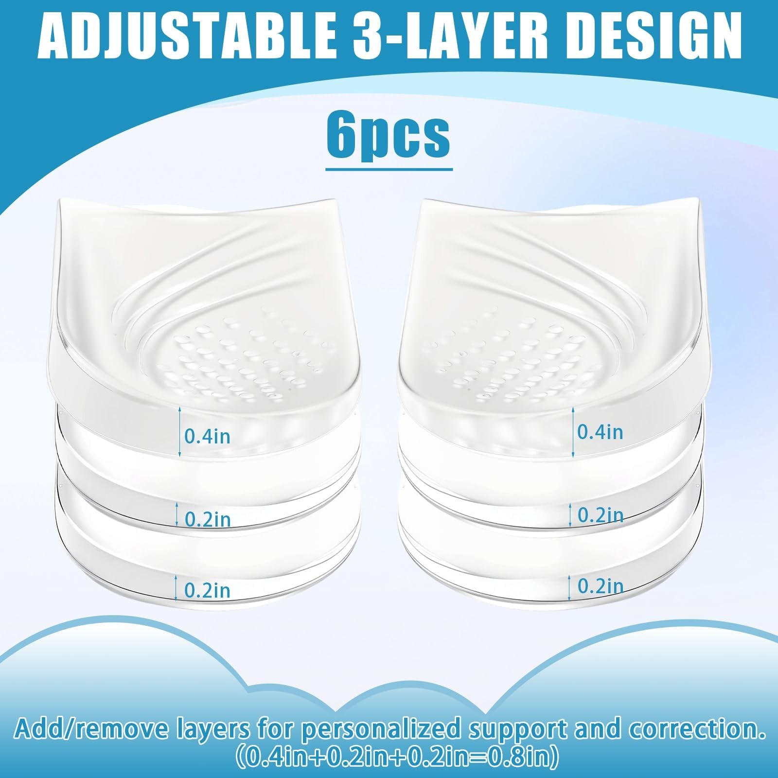 6PCS Adjustable Heel Wedge Inserts for Supination & Overpronation Insoles Cor…