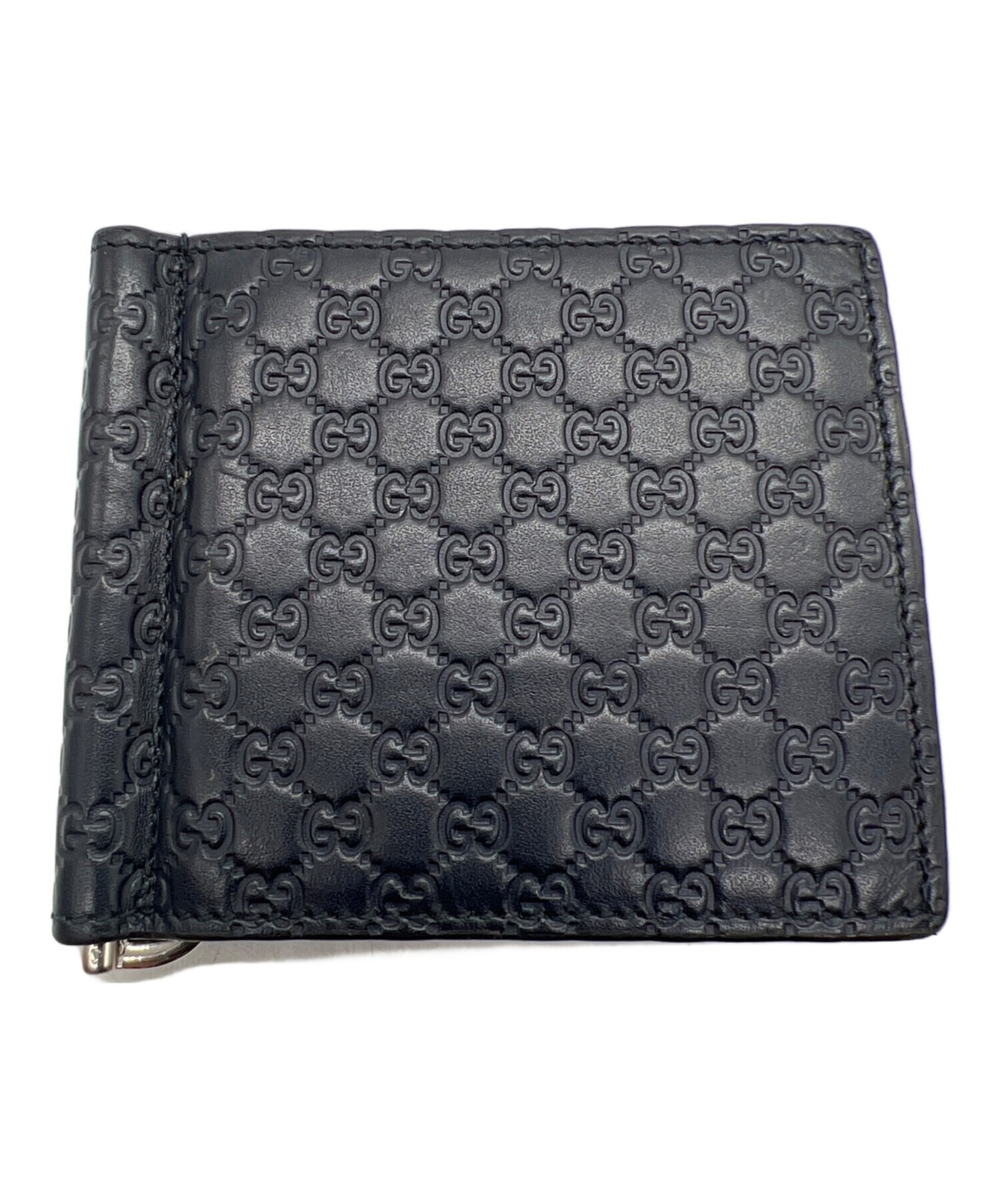 GUCCI Money Clip GG Monogram Navy Authentic From Japan