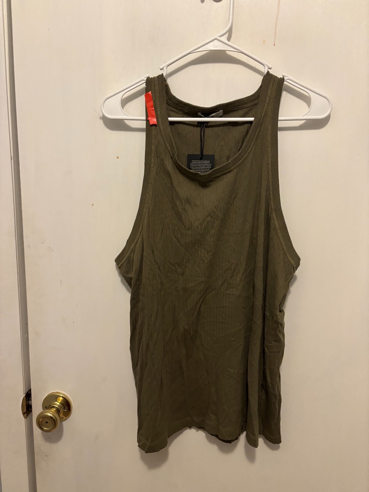 NWT Buck Mason Olive Slingshot Mens Large Cotton Tank MSRP $45 Small Defect