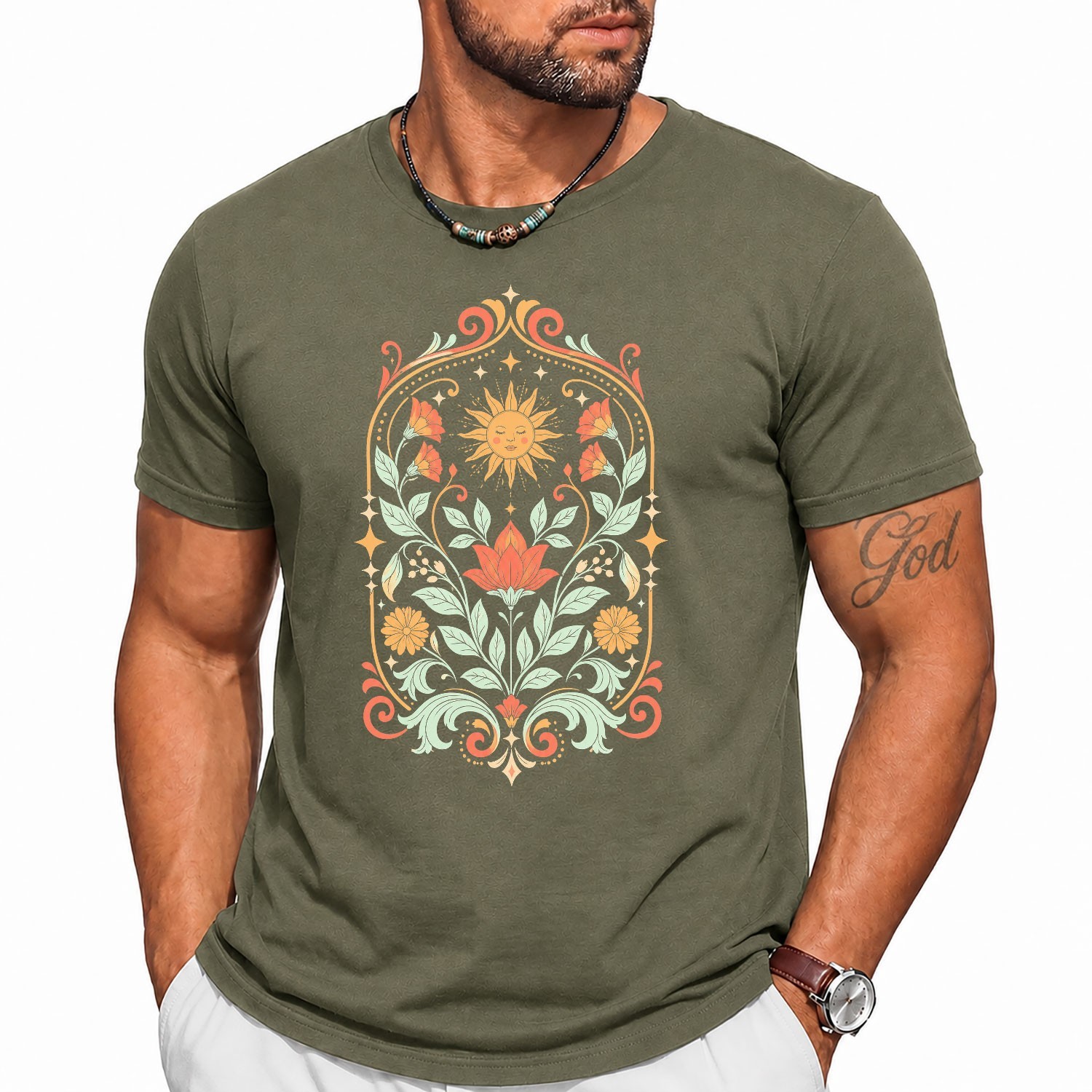 Bohemian Floral Sun Design Summer Unisex Ideal Gift Nature Lovers Tee Apparel